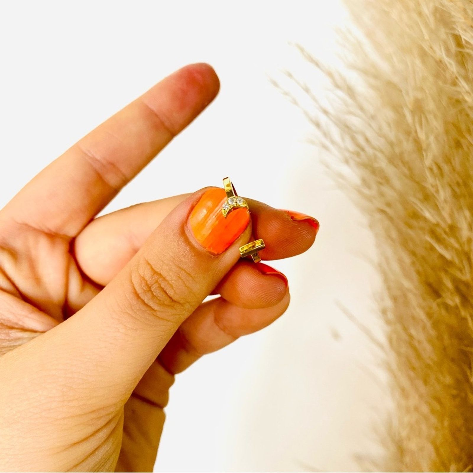 Nordstrom NEW NORDSTROM 18kt Gold Vermeil White CZ Open Moon Ring Size ONE SIZE - 1 Thumbnail