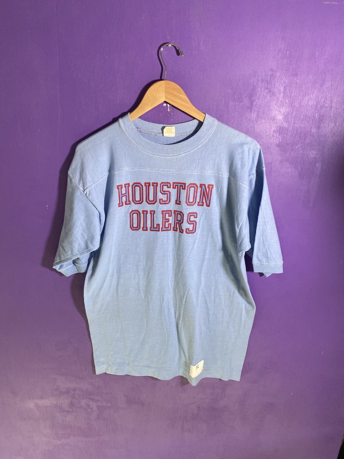 NFL × Vintage Vintage 80s Houston oilers half sleeve jersey shirt Size US L / EU 52-54 / 3 - 1 Thumbnail
