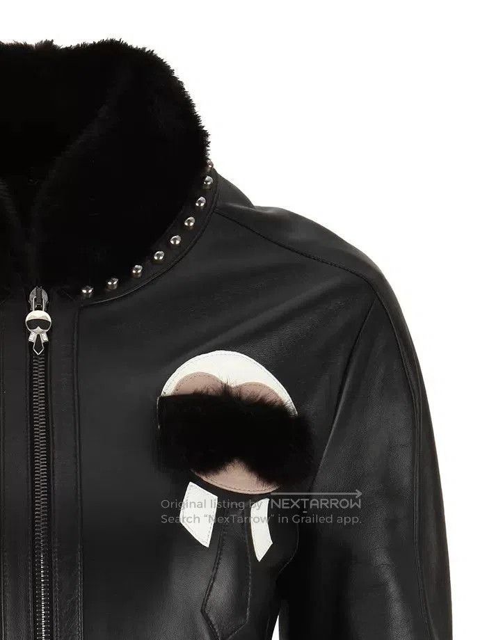 Fendi FENDI Black Leather Jacket with Fur Collar. Size US S / EU 44-46 / 1 - 9 Thumbnail