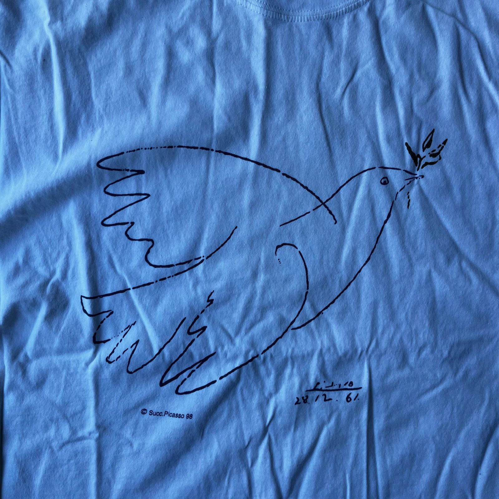 Vintage VINTAGE PICASSO DOVE OF PEACE BIRD ART WHITE SHIRT MENS XL Size US XL / EU 56 / 4 - 6 Thumbnail