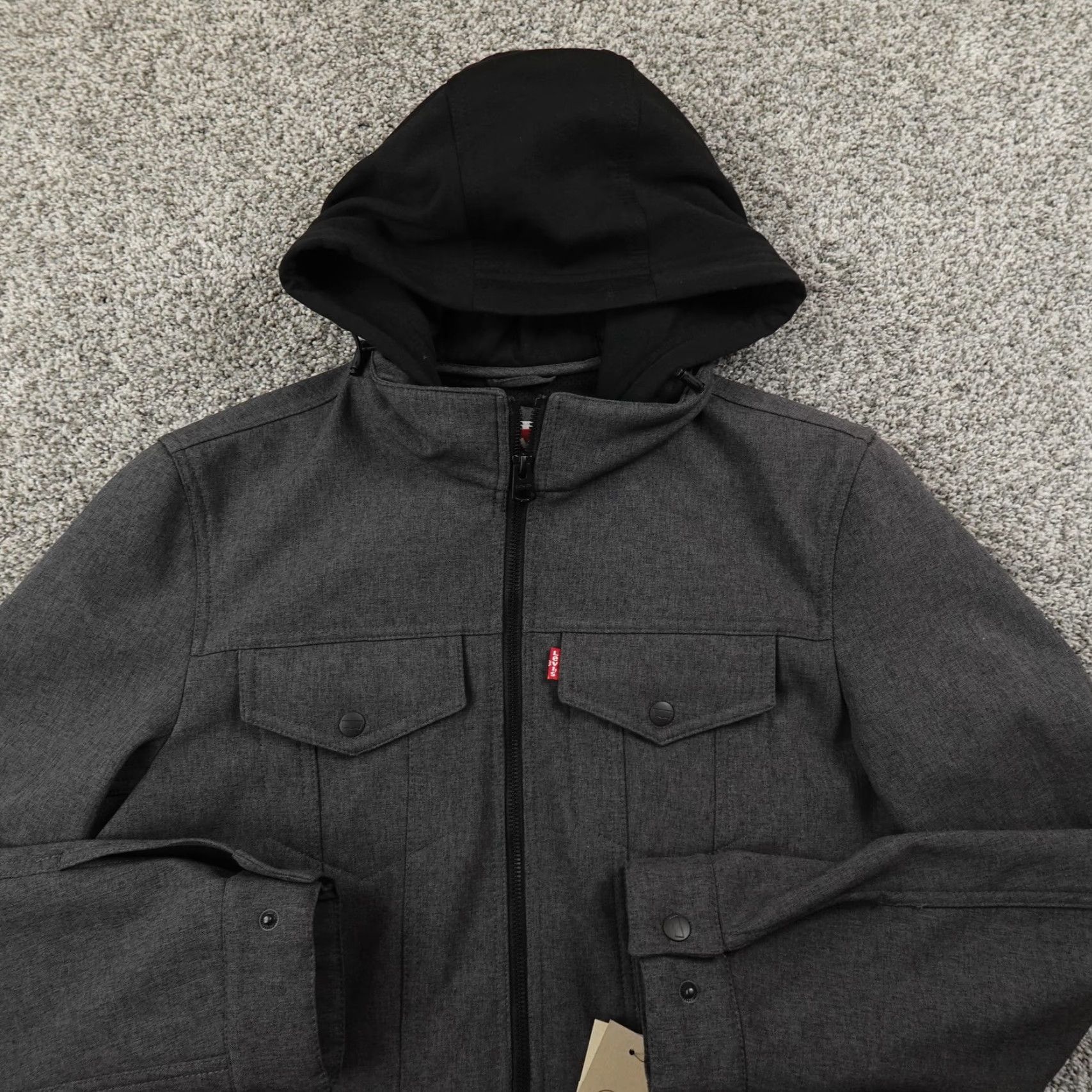 Levi's Levi's Jacket Mens M BlackGray Water Resistant Softshell Windbreaker Coat Zip Hooded Size US M / EU 48-50 / 2 - 5 Thumbnail