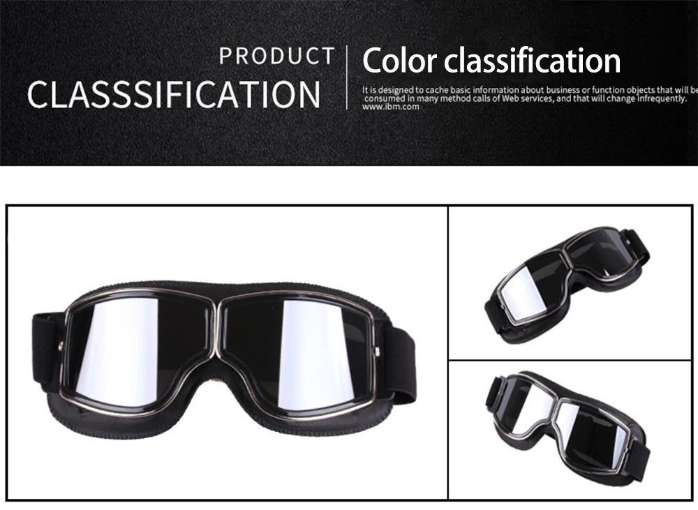 Designer Retro Glasses Windproof Motorcycle Helmet Glasses Sunglasses Size ONE SIZE - 2 Thumbnail