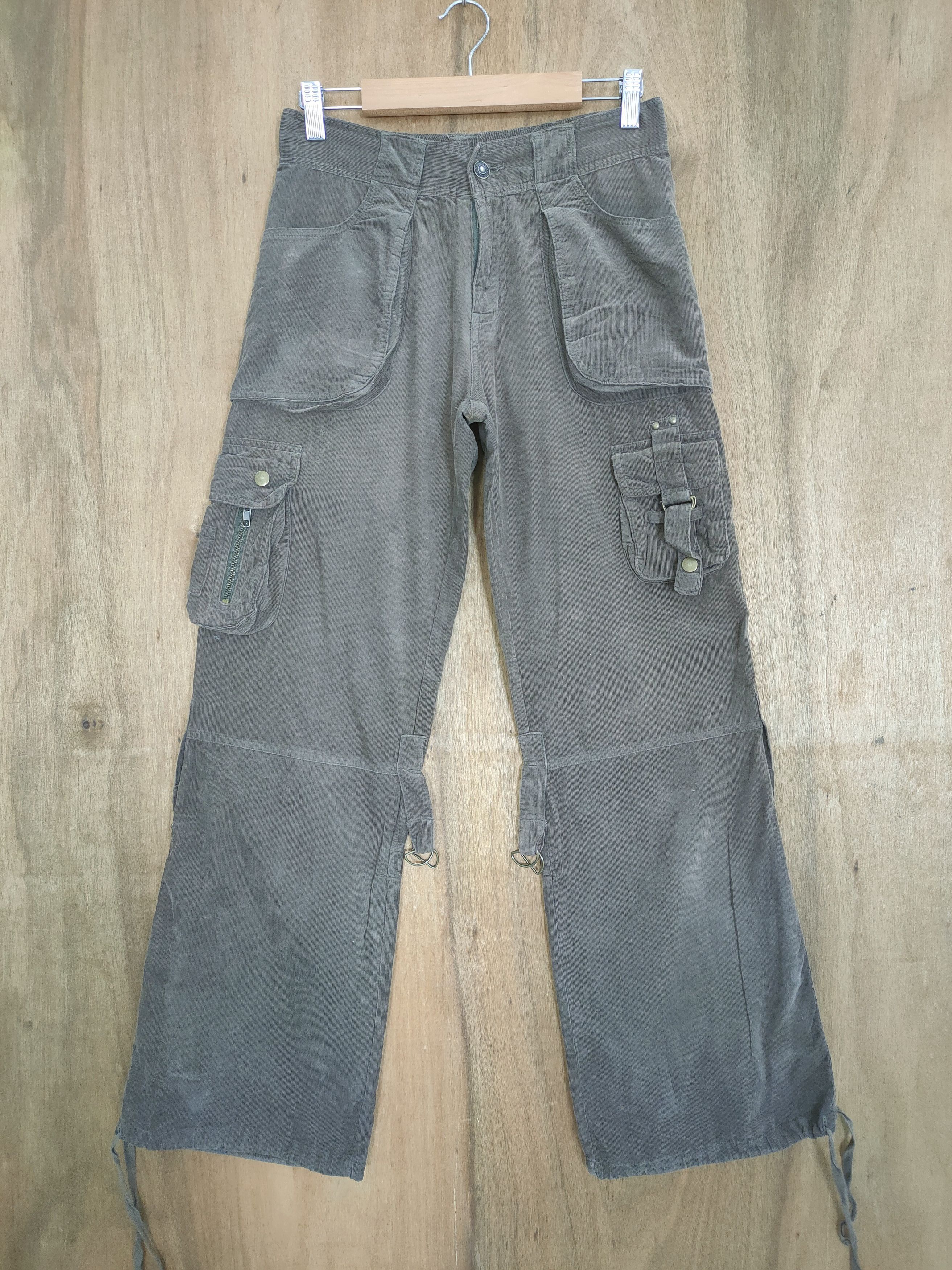 VINTAGE LIVE CULTURE CORDUROY BROWN FLARE CARGO PANTS