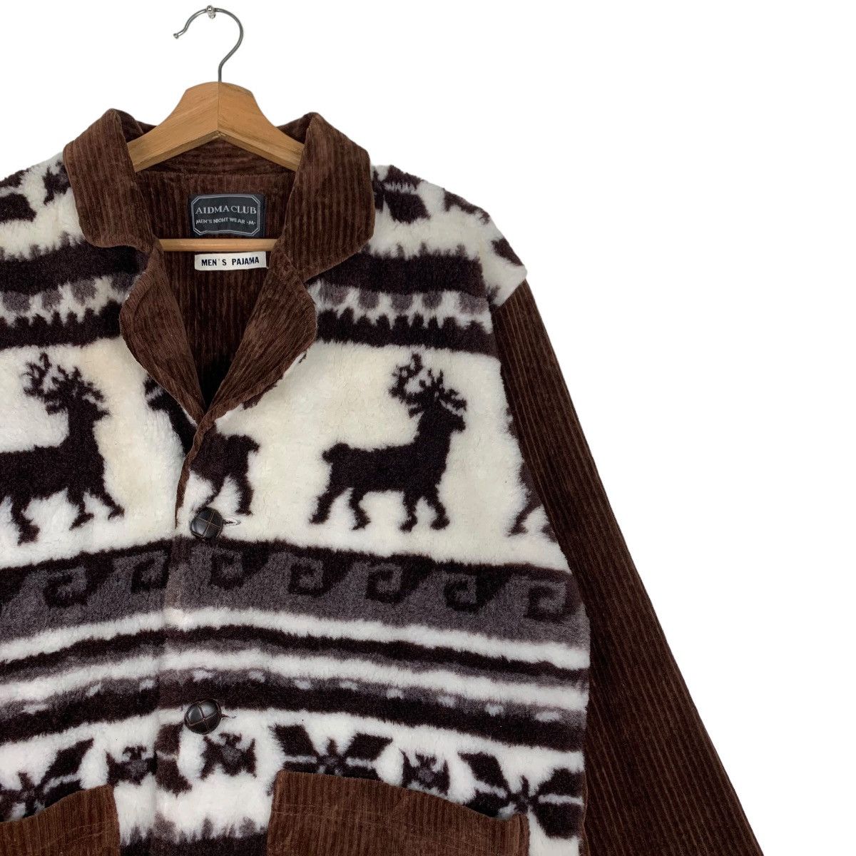 Japanese Brand AIDMA CLUB Fleece Printed Hybrid Corduroy Jacket #0456-C21 Size US M / EU 48-50 / 2 - 5 Thumbnail