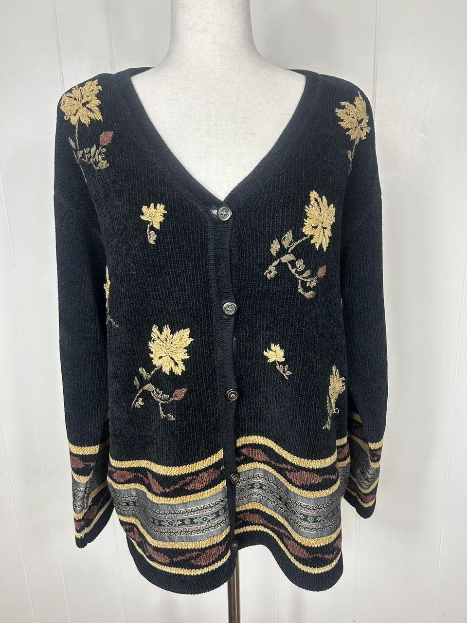 Talbots Vintage Y2K autumn leaf embroidered novelty sweater Size L / US 10 / IT 46 - 1 Thumbnail