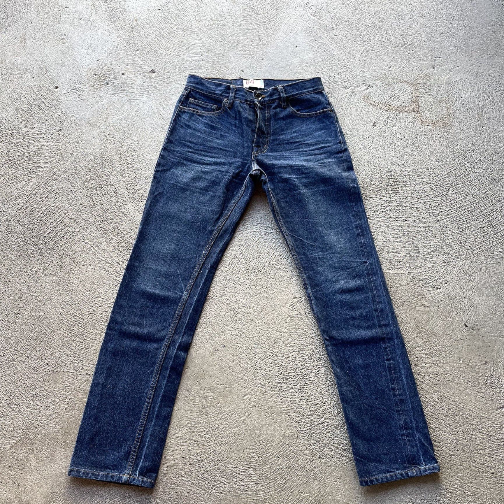 Denime Crate Jeans Slim Straight Denim Pants Men 28x32 Blue Selvedge Medium Cotton 28 Waist 32 Inseam Mens Jeans Size US 28 / EU 44 - 5 Thumbnail