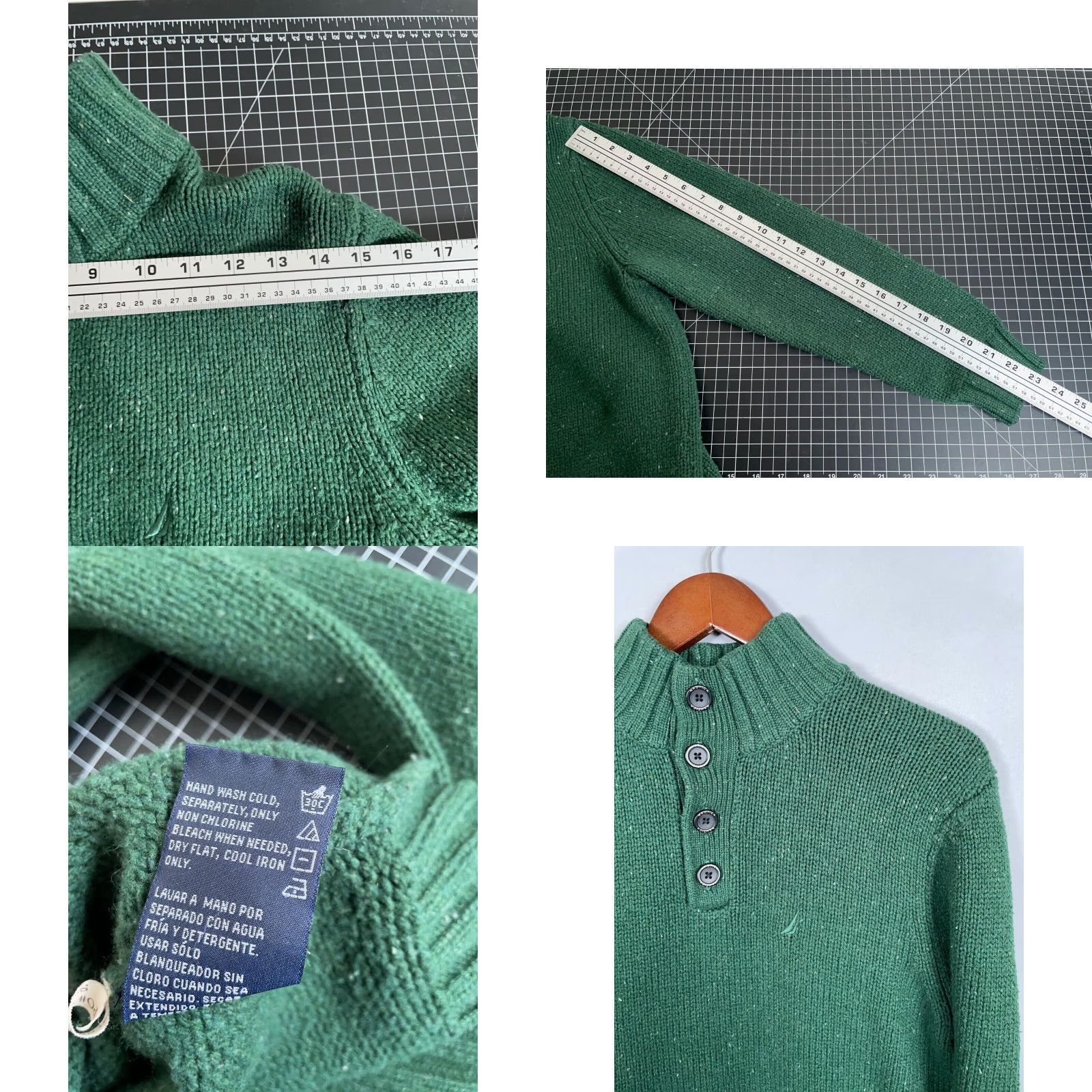 Nautica VINTAGE Nautica Henley Sweater Adult Small Green Chunky Knit 90s Classic Size US S / EU 44-46 / 1 - 8 Thumbnail