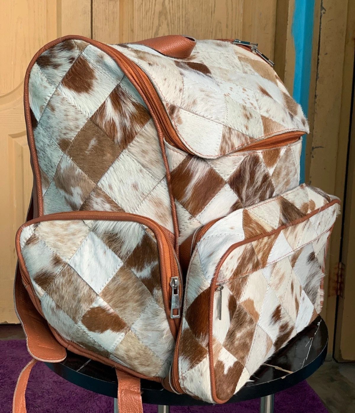 Other Cowhide Patchwork Backpack _ Western Diaper Backpack Unique Size ONE SIZE - 3 Thumbnail