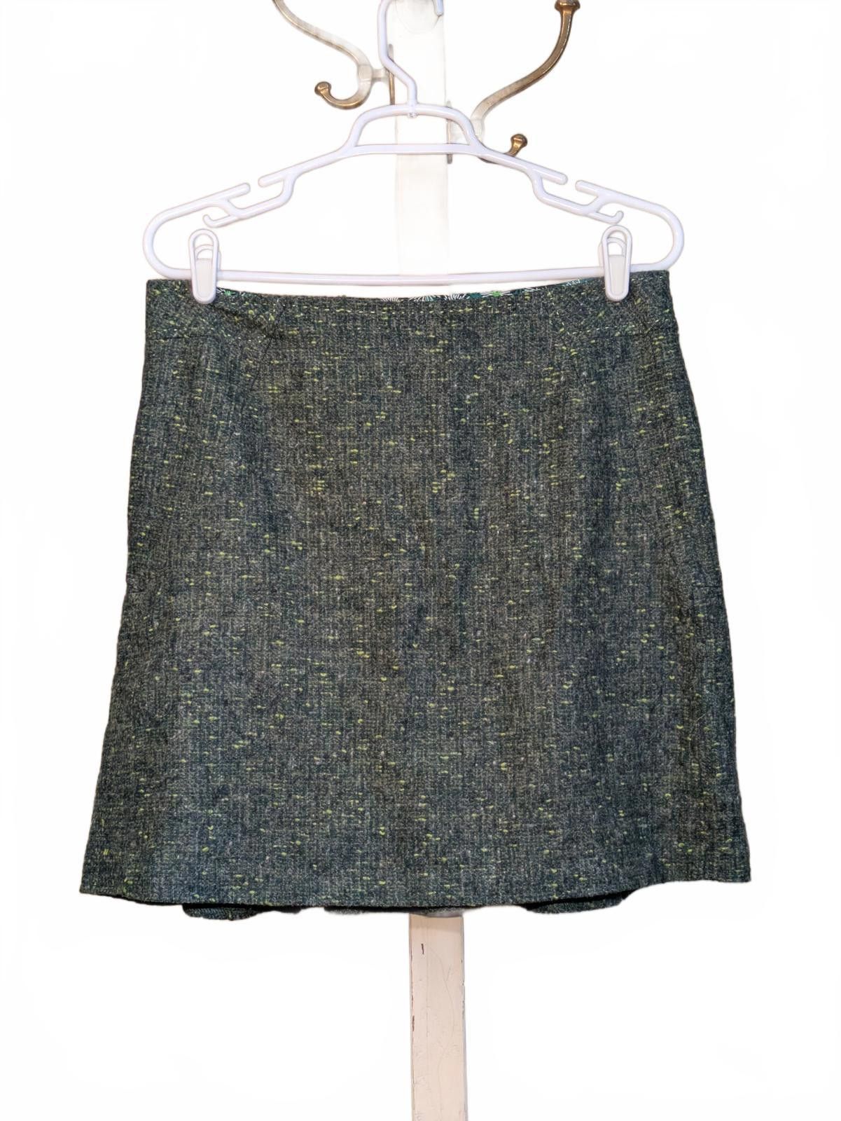 Elie Tahari Elie Tahari Wool Skirt Colorful Lined Ruffle Green L 8 10 Size 36" / US 14 / IT 50 - 1 Thumbnail