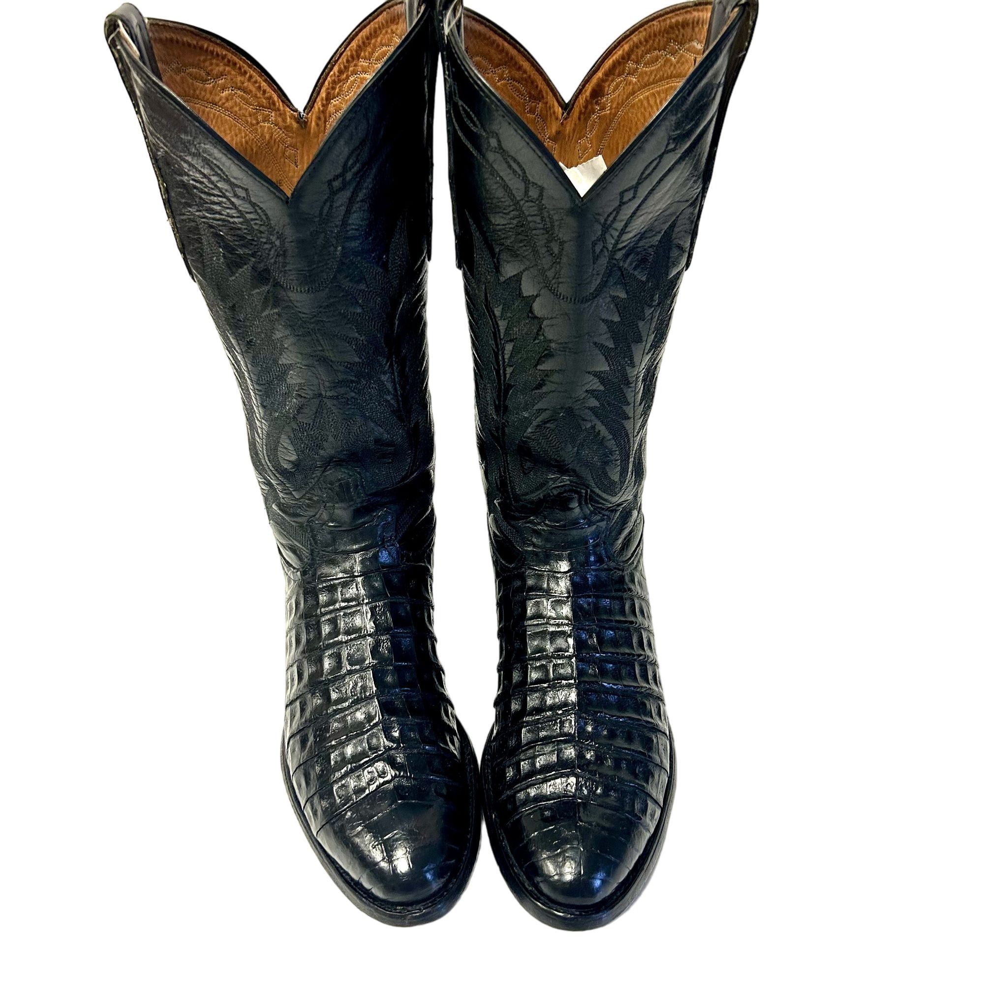 Tony Lama Vtg Tony Lama Black EXOTIC Leather Cowboy Western Boots Size US 9.5 / EU 42-43 - 4 Thumbnail