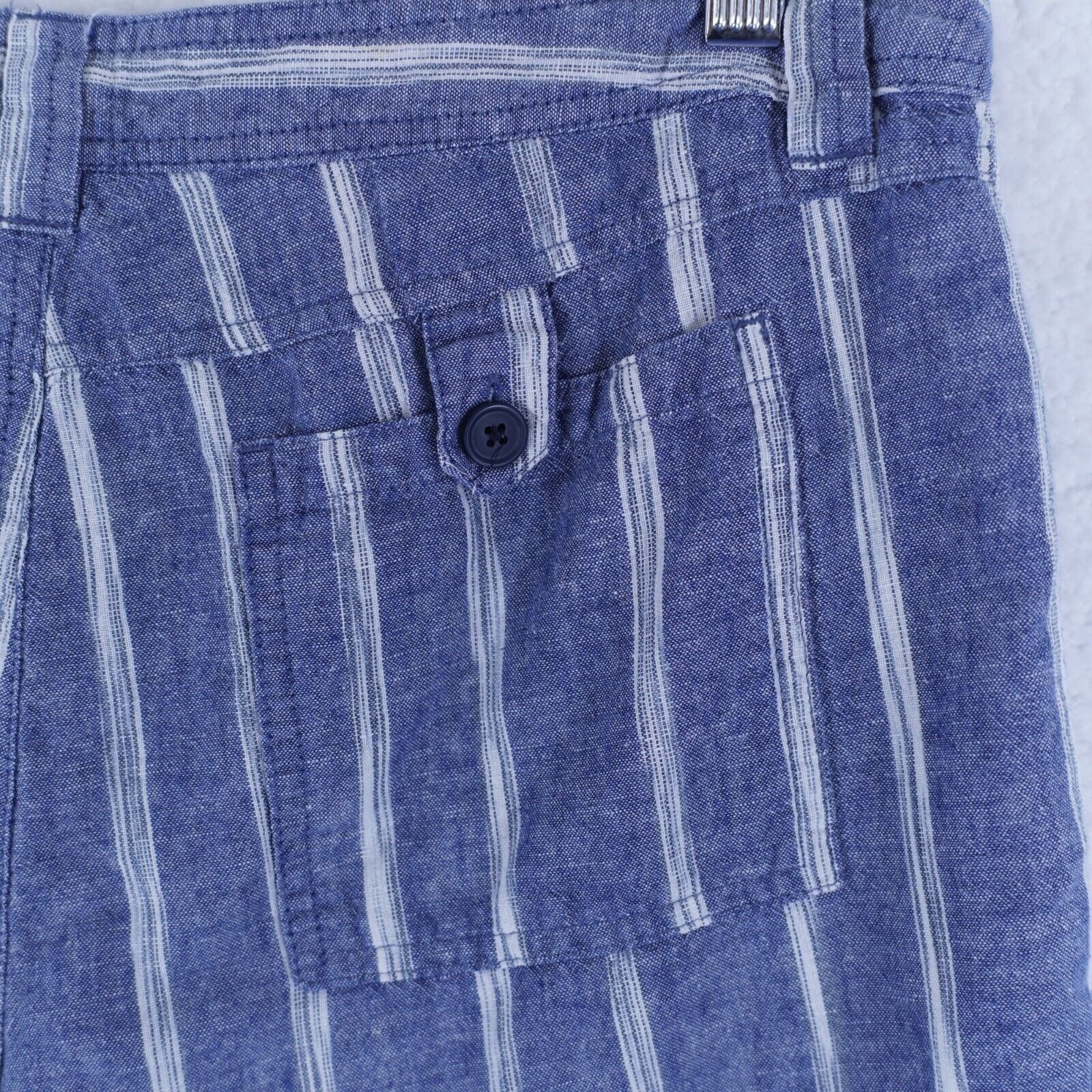 Gap Gap Blue Striped Linen Cotton Rolled Tab Shorts Size 6 Low R Size 28" / US 6 / IT 42 - 6 Thumbnail