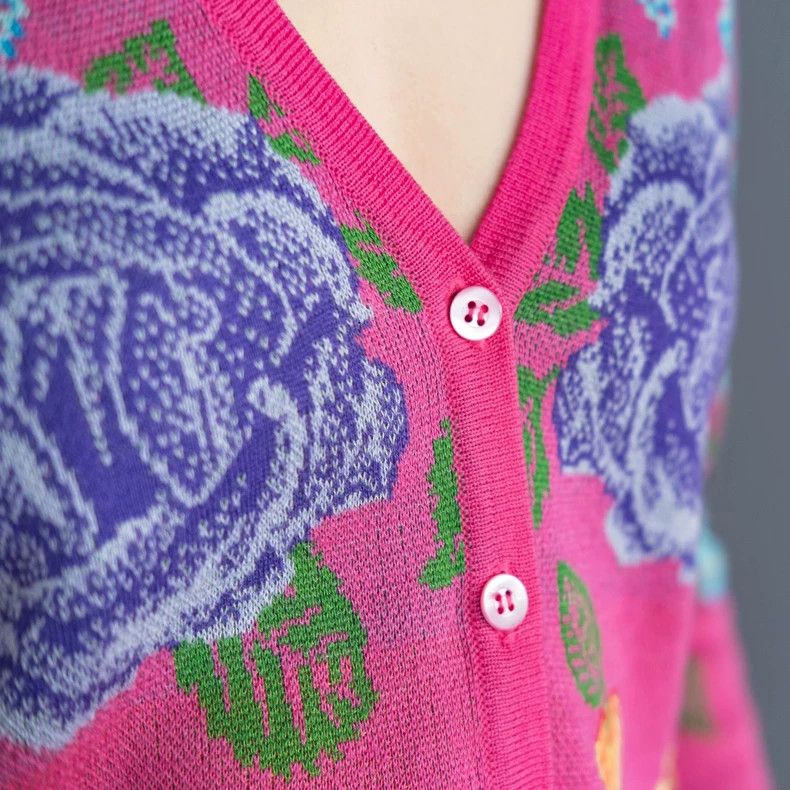 Kenzo KENZO Vintage pink floral knit cardigan Size M / US 6-8 / IT 42-44 - 7 Thumbnail
