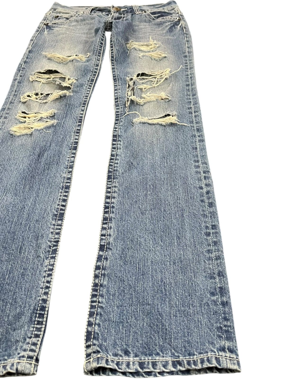 Beauty Beast × Le Grande Bleu (L.G.B.) Vintage Speed Flash Faded Distressed Denim Size US 31 - 4 Thumbnail