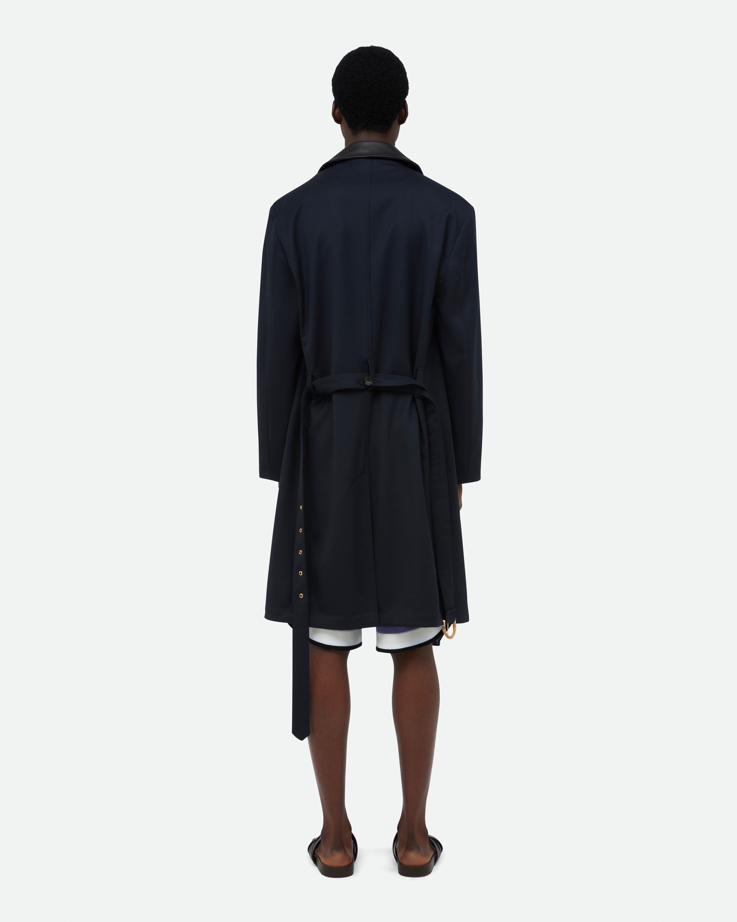 Wales Bonner o1mle0825 Unisex Noon Crombie Car Coat in Navy Size US L / EU 52-54 / 3 - 5 Thumbnail