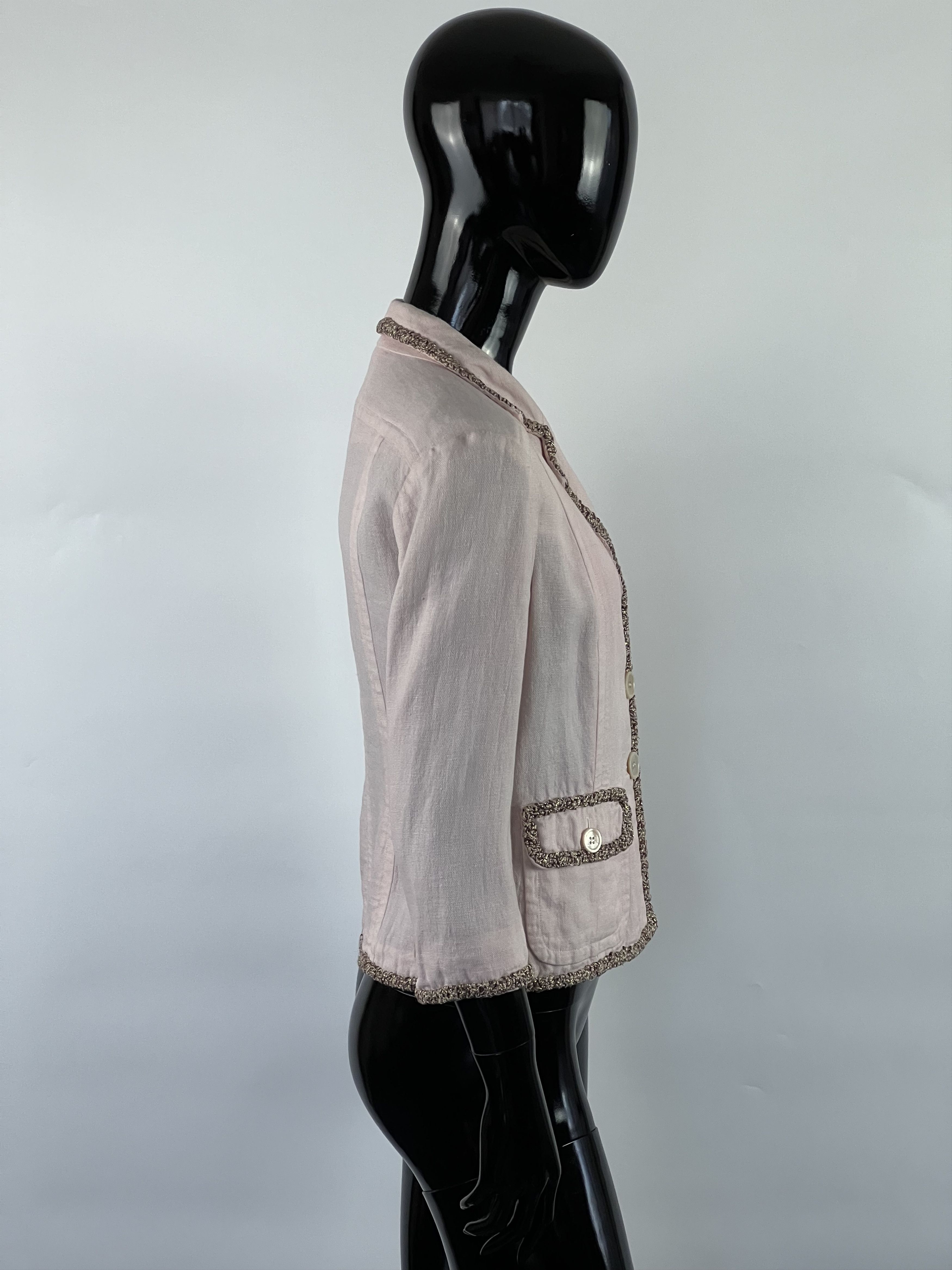 Max Mara Max Mara 3/4 Sleeve Linen Cropped Blazer Jacket Size S / US 4 / IT 40 - 2 Thumbnail