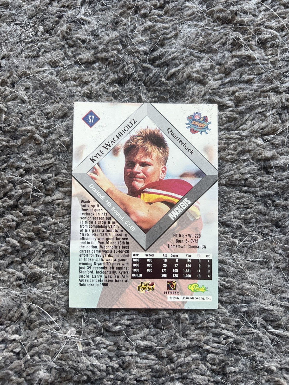 NFL 1996 Classic #57 Kyle Wachholtz Card Size ONE SIZE - 2 Thumbnail