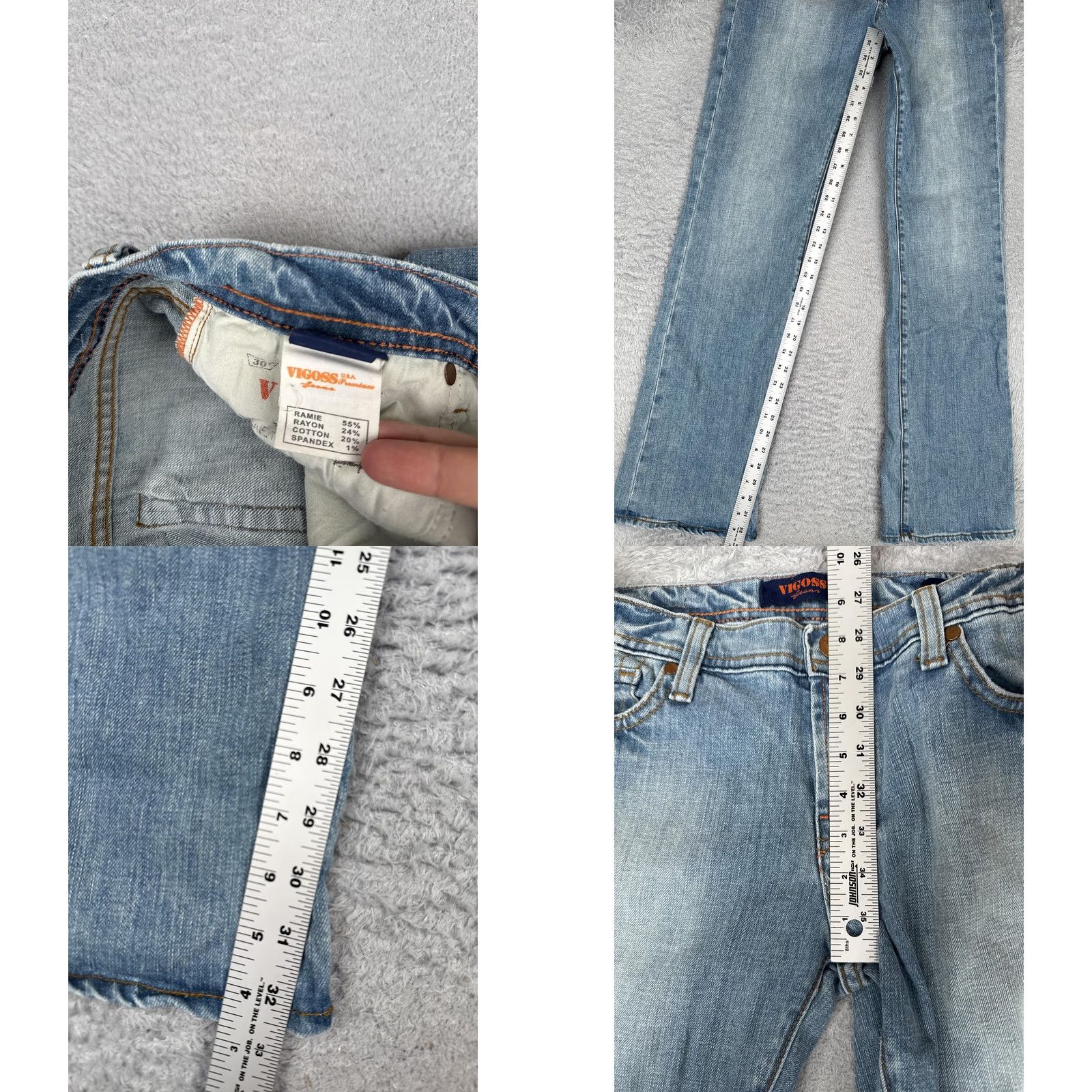 Vintage VIGOSS Bootcut Jeans Juniors 11/12 Light Blue Denim Slim Fit 30in Waist 32in Inseam Women Size 32" / US 10 / IT 46 - 8 Thumbnail