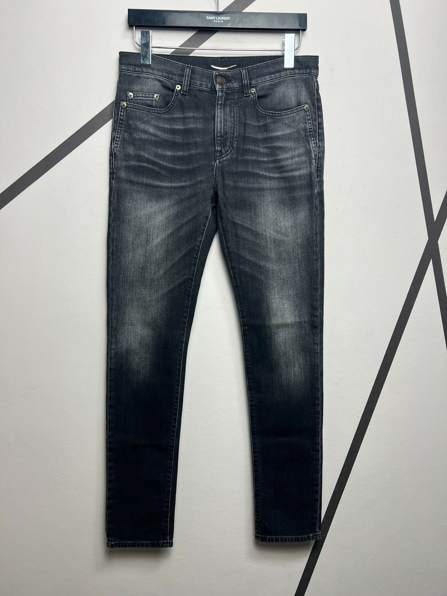 Saint Laurent Paris Saint laurent Cat Whiskers Wash Old Smoky Black Jeans 2501 Size US 31 - 1 Thumbnail