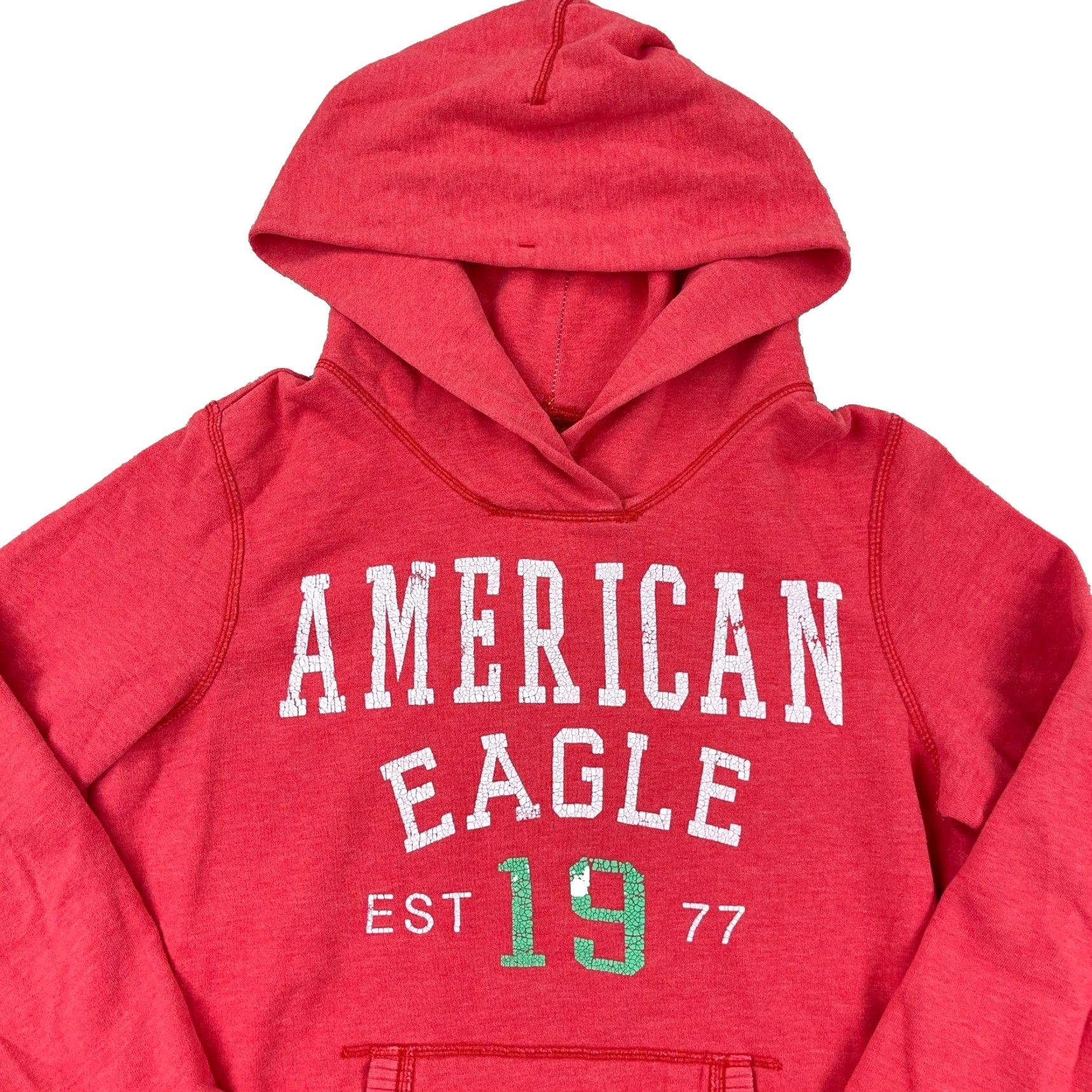 American Eagle Outfitters Vintage American Eagle Hoodie Women Large Red Blue Faded Spell Out AEO 2000s L Size L / US 10 / IT 46 - 2 Thumbnail