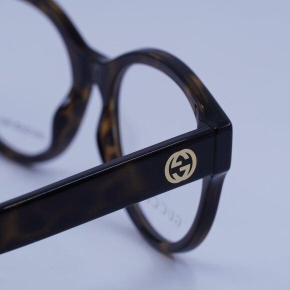 Gucci Gucci GG1580O 002 Eyeglasses Dark Havana 53mm Round Frame Size ONE SIZE - 11 Thumbnail