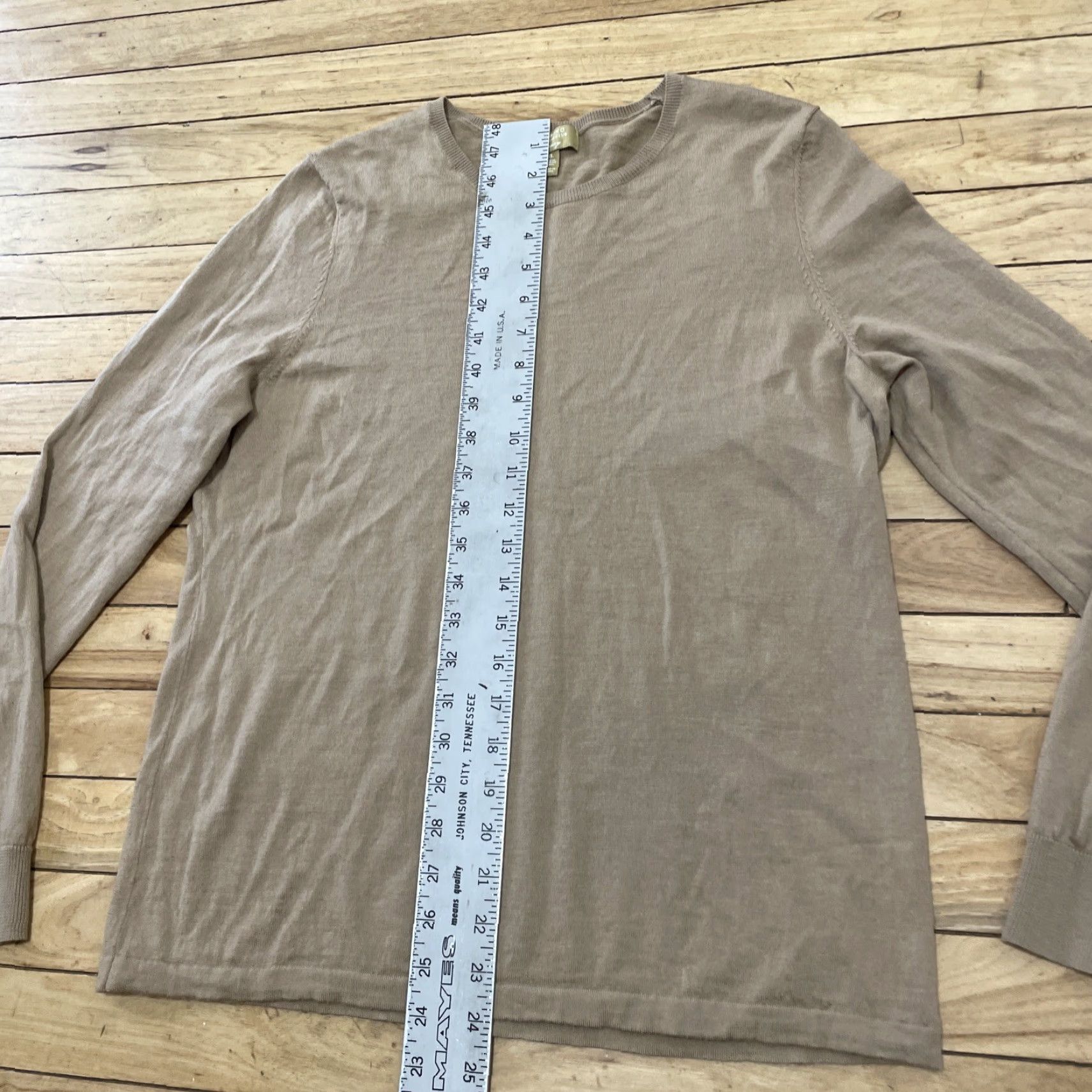 Charter Club VINTAGE Charter Club Merino Wool Sweater Women XL Tan Brown Western Boho Layer Pullover Buttonless Crew Neck Regular Size XL / US 12-14 / IT 48-50 - 7 Thumbnail
