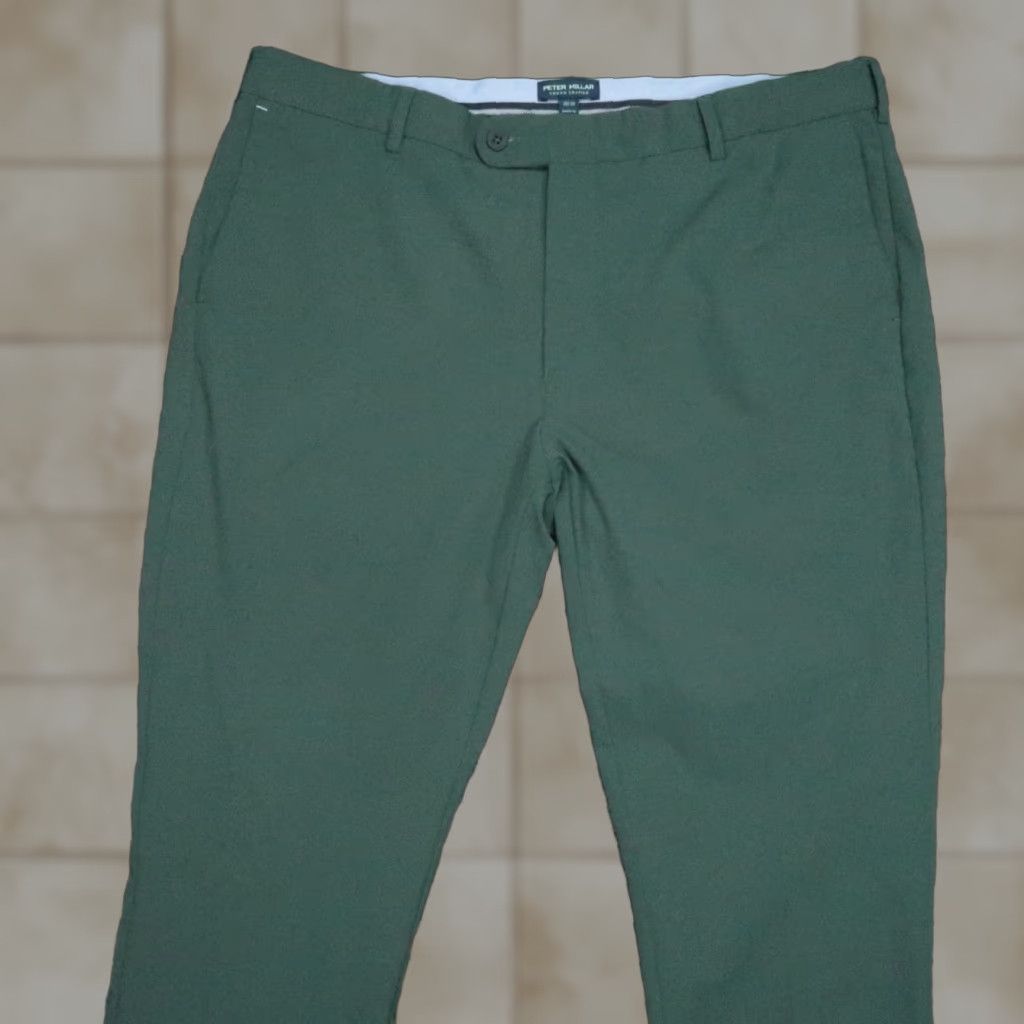 Peter Millar Pants Men 38x26 Green Crown Surge Performance Trouser Chino Regular Straight Front Flat Pockets Observer?