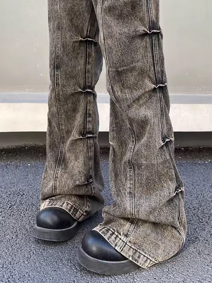 Jean Y2k Cargo Flared Stack Jeans Wide Leg Bootcut Stacked Size US 34 / EU 50 - 3 Thumbnail