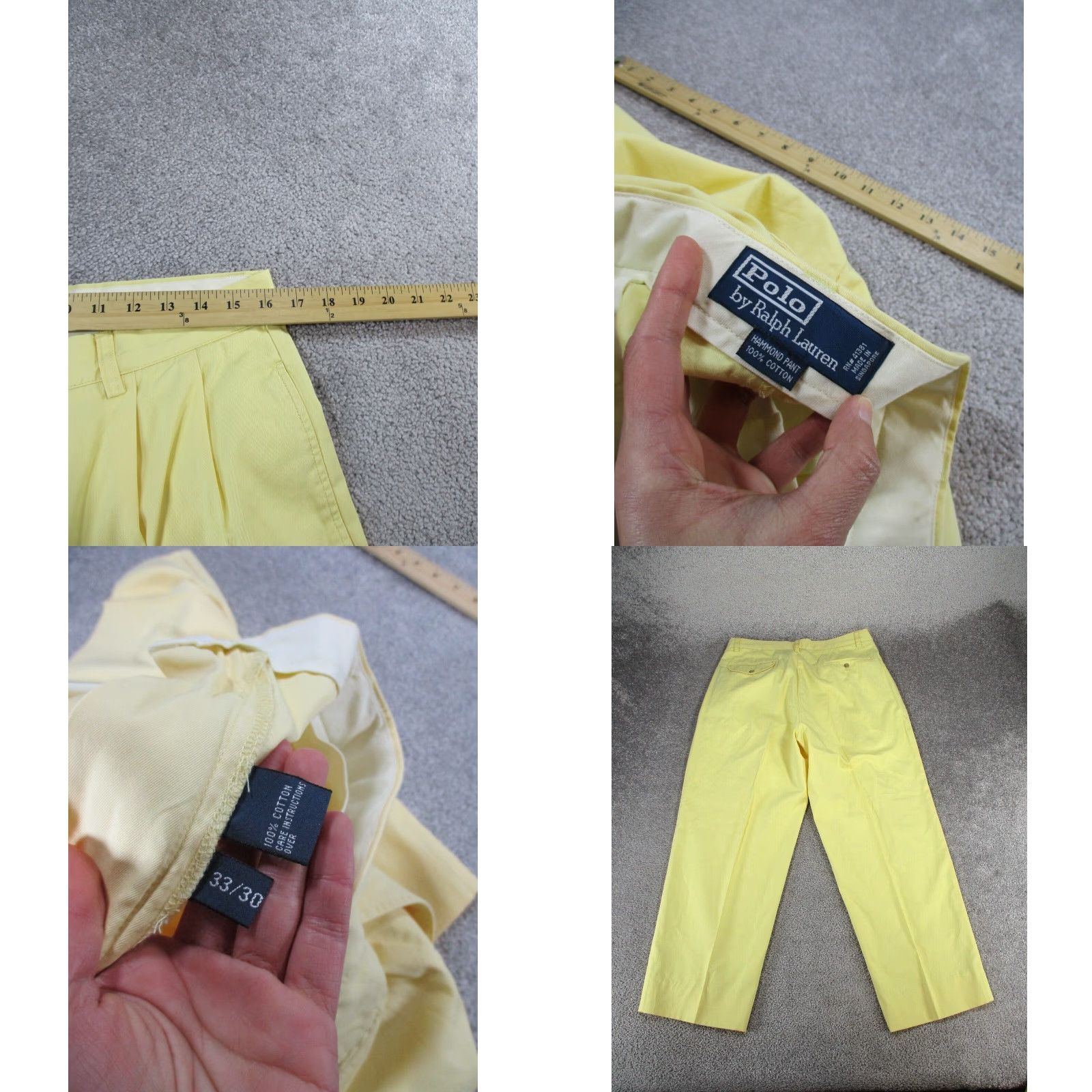 Polo Ralph Lauren VINTAGE Polo Ralph Lauren Pants Mens 33 Yellow Pleated Cotton Dress Pants 90s Preppy USA Mens Size US XS / EU 42 / 0 - 8 Thumbnail