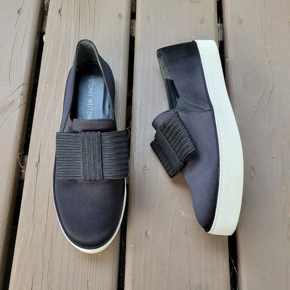 Designer × Stuart Weitzman Stuart Weitzman Black Satin Bowgal Bow Slip-on Platforms 9.5 Size US 9.5 / IT 39.5 - 2 Thumbnail