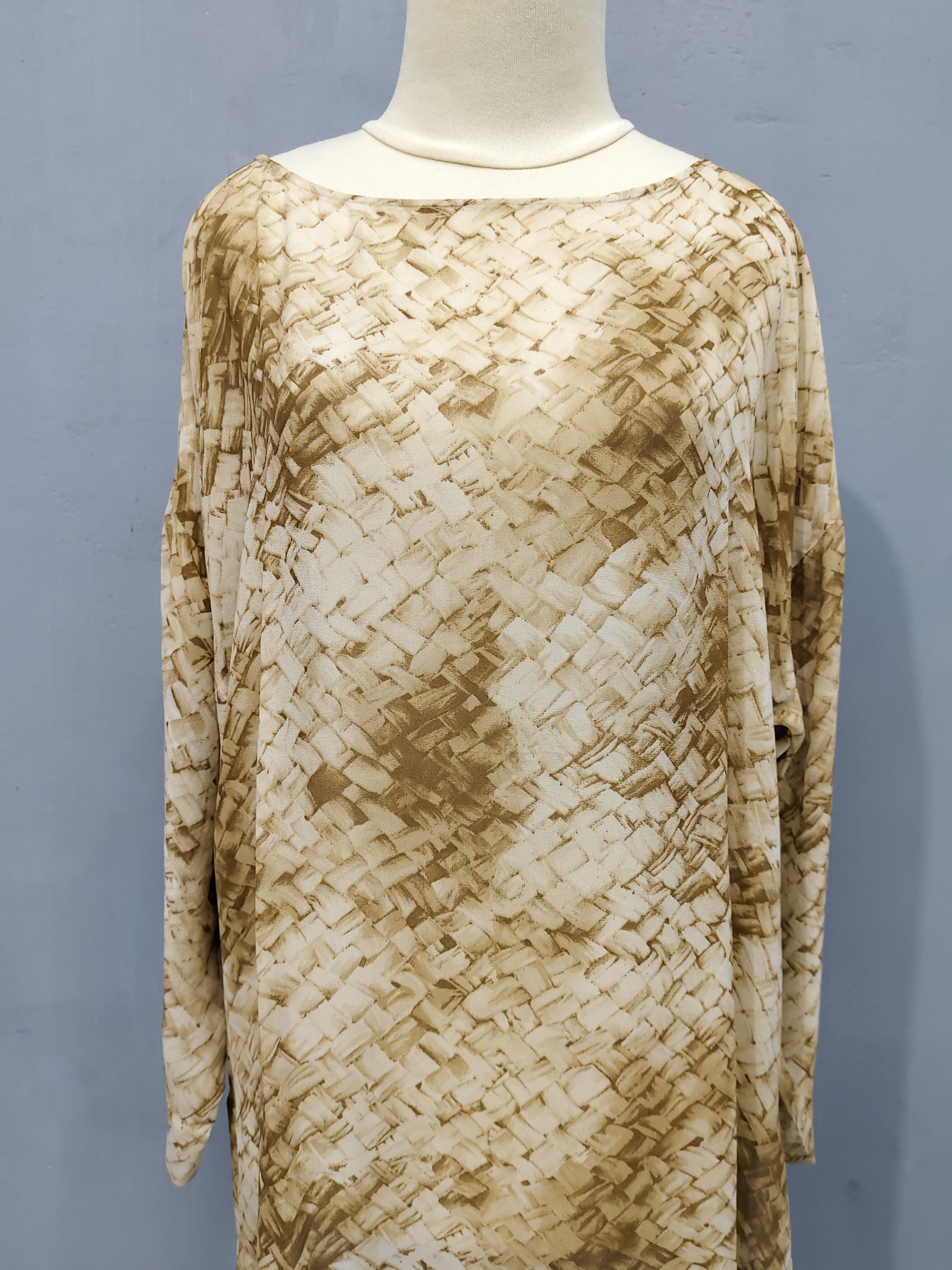 Bally 2000s Bally-Archive Abstract Graphic Dolman Slevee Silk Dres Size L / US 10 / IT 46 - 2 Thumbnail