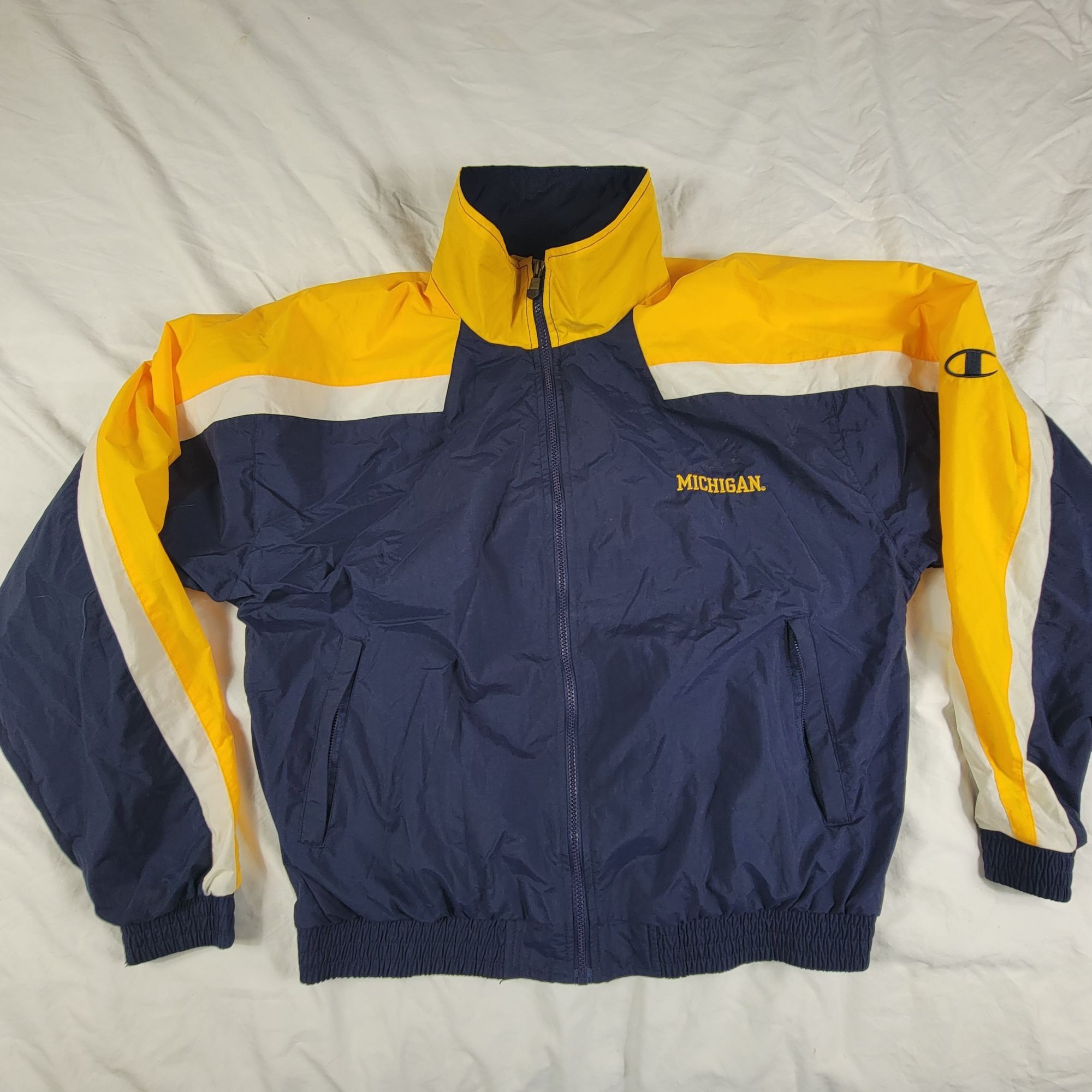 Champion × Vintage Vintage Champion Michigan Mens Large Blue Yellow Windbreaker Size US L / EU 52-54 / 3 - 1 Thumbnail