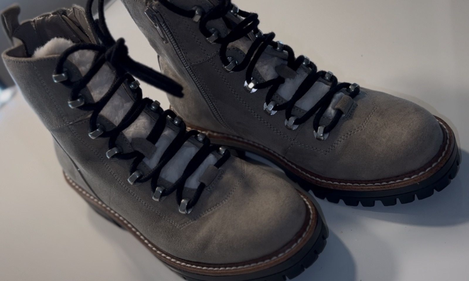 Vintage Chic Gray lace up ankle Boots Size US 6 / IT 36 - 2 Thumbnail