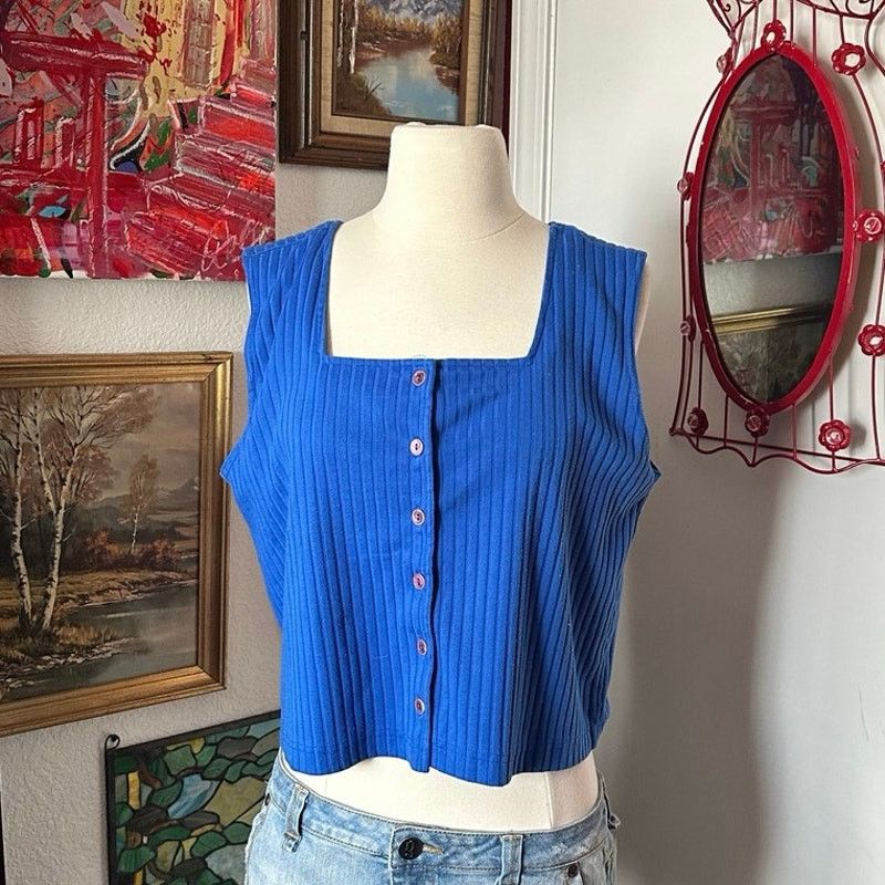 Other denim republic button up ribbed tank top blue Size XL / US 12-14 / IT 48-50 - 1 Thumbnail