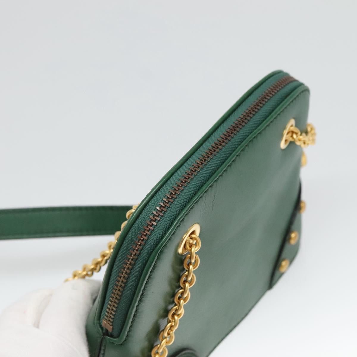 Celine CELINE Chain Shoulder Bag Leather Green Gold Size ONE SIZE - 6 Thumbnail