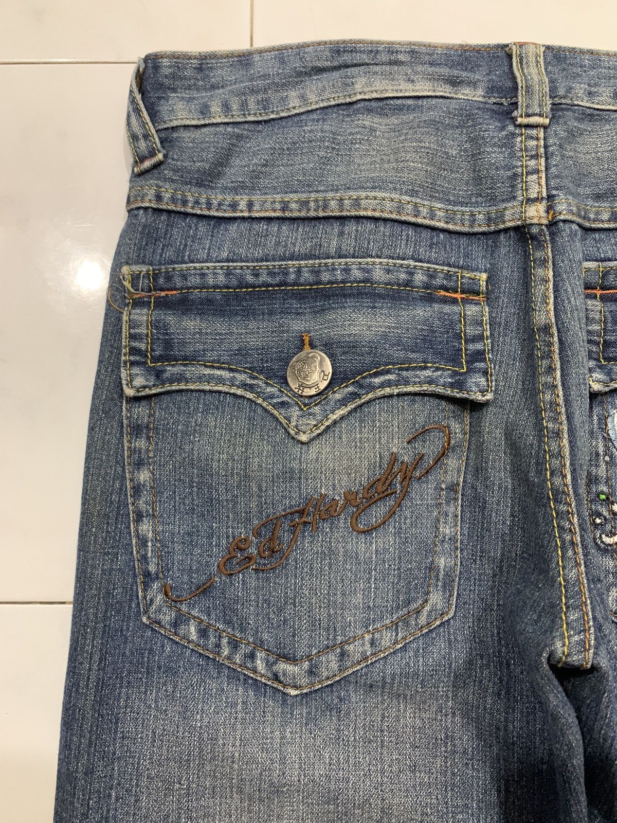 Ed Hardy Vintage Ed Hardy Embroidery Koi Tattoo Wear Baggy Jeans Size US 33 - 9 Thumbnail