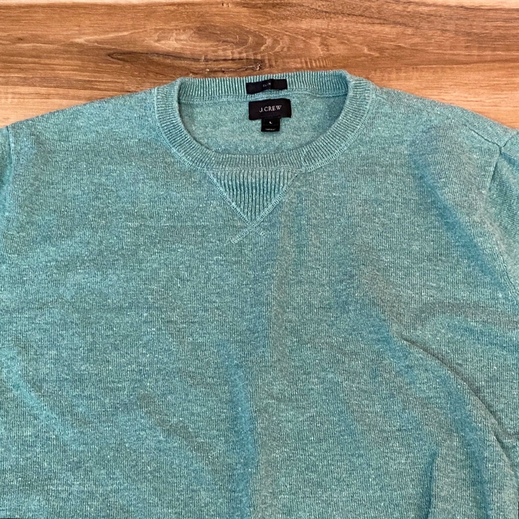 J.Crew J.Crew Mens Slim Fit Crewneck Sweater Green Marled Knit Large L Lightweight Size US L / EU 52-54 / 3 - 2 Thumbnail