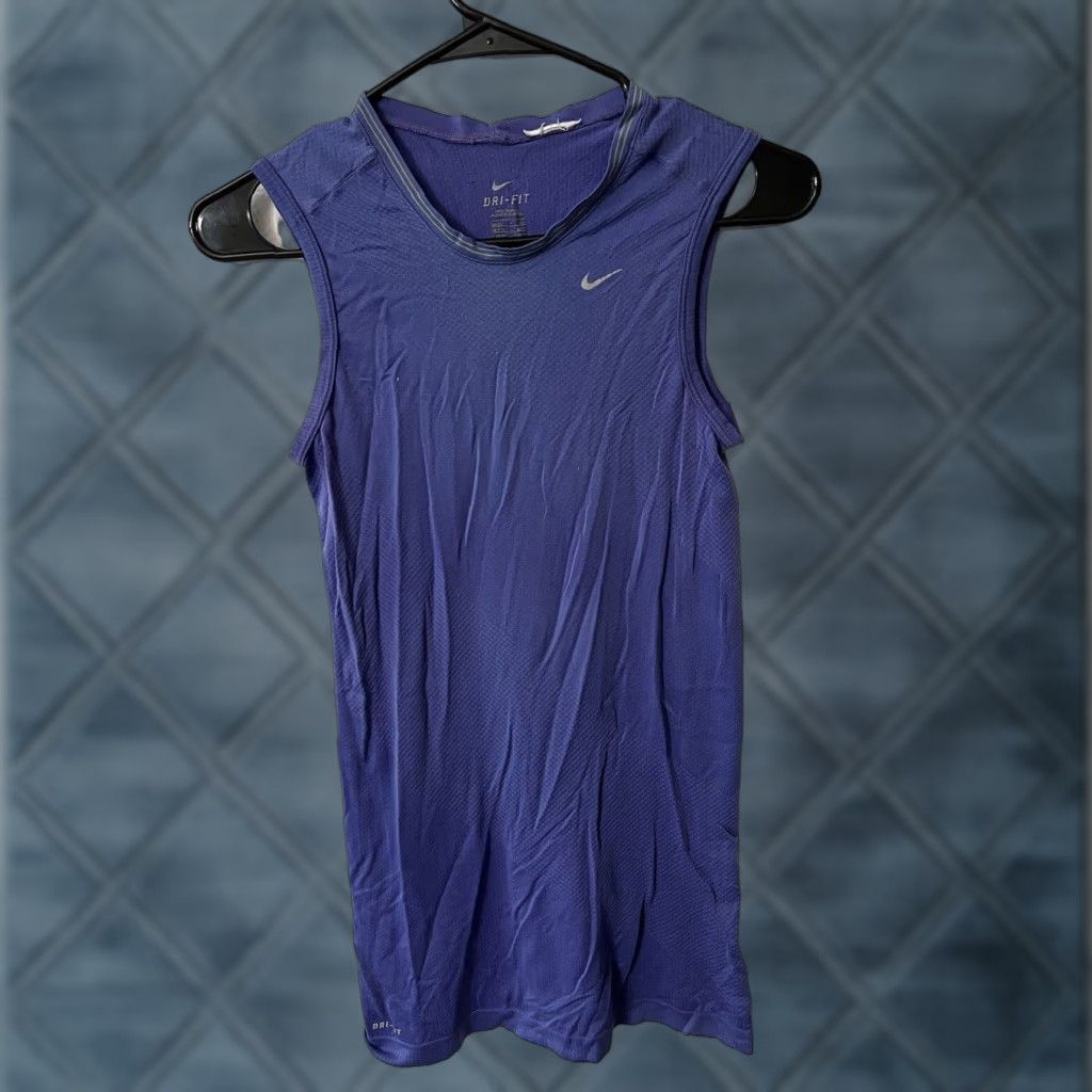 Nike Nike Dri-FIT Women's Blue High Neck Muscle Tank Size S Activewear Size ONE SIZE - 1 Thumbnail