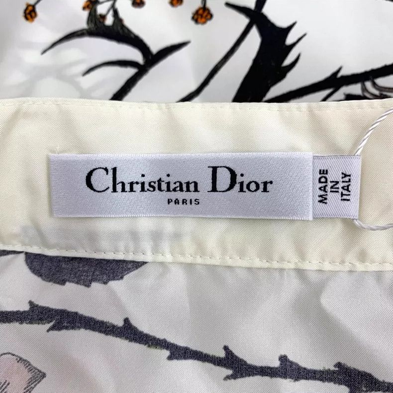 Dior Dior Beige floral print mulberry silk tassel half-length sk Size 24" / US 00 / IT 34 - 5 Thumbnail