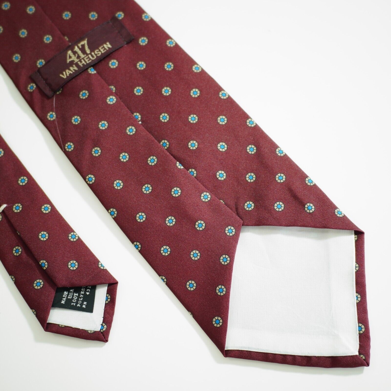 Van Heusen Van Heusen 417 Red Blue Floral Geometric Print Short Silk Ti Size ONE SIZE - 5 Thumbnail