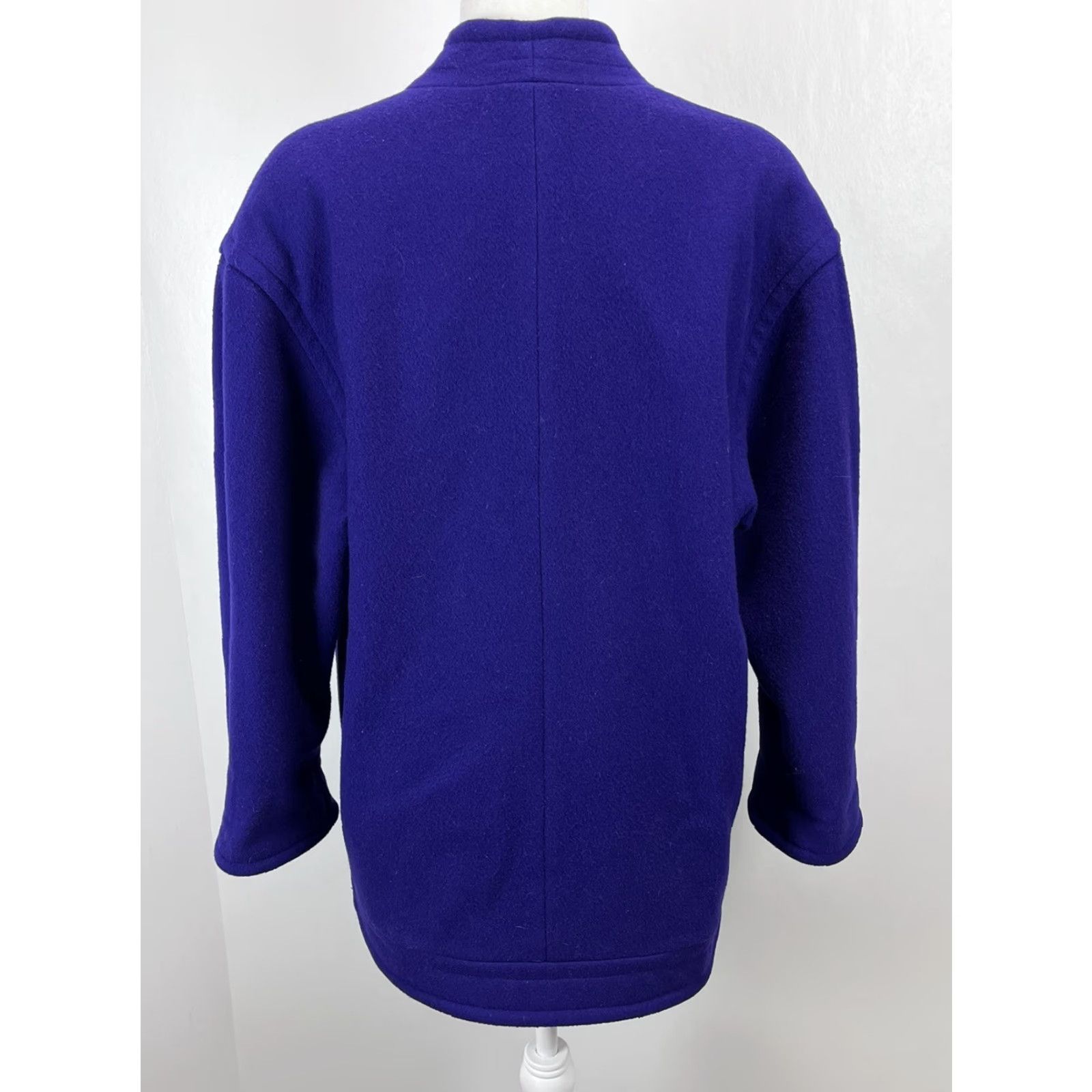 Vintage VINTAGE Unbranded Wool Jacket Sz Medium Womens Open Front Lined Purple 80s Classic Size M / US 6-8 / IT 42-44 - 3 Thumbnail