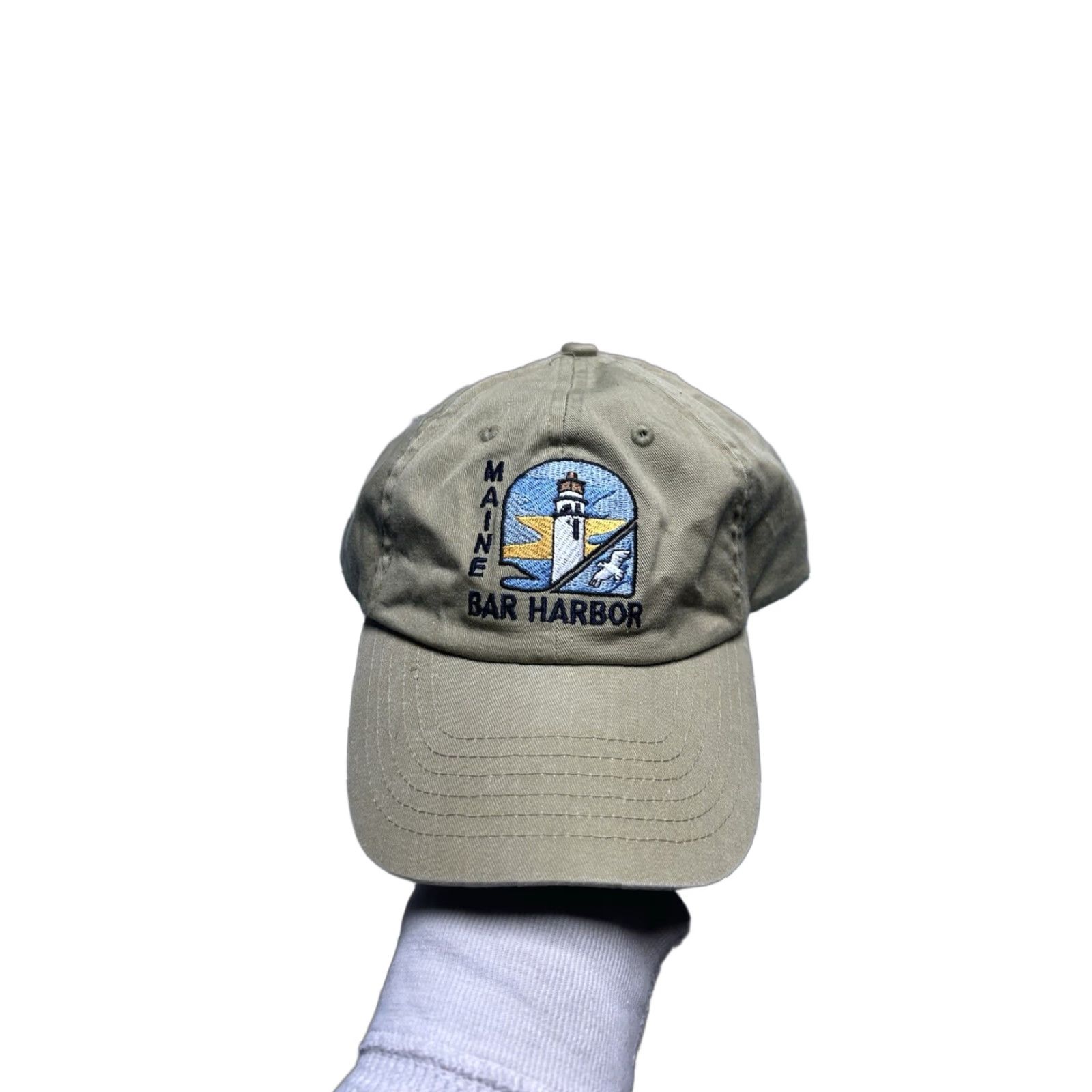Vintage VINTAGE Unbranded Baseball Cap Strapback Hat Bar Harbor Maine Lighthouse Embroidered Beige Tan Adjustable Mens Size ONE SIZE - 1 Thumbnail