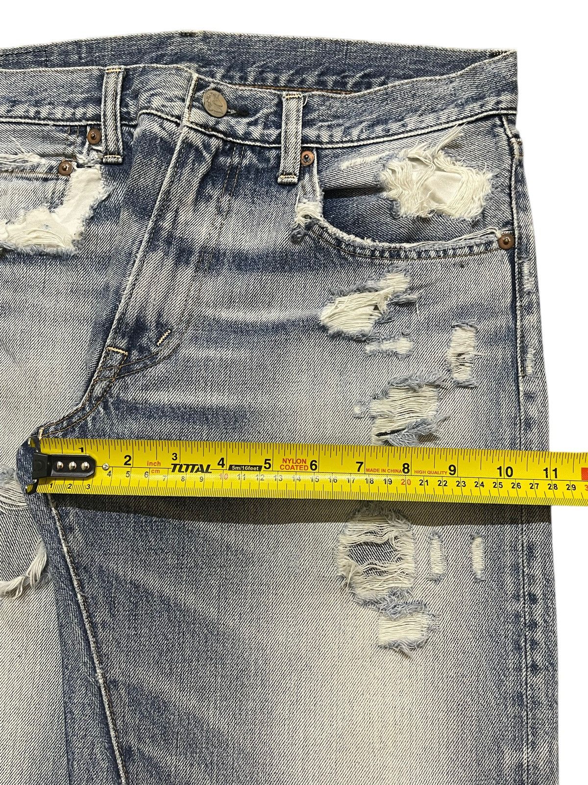 Kapital Vintage Japanese Brand Blue Faded Wash Distressed Jeans Size US 30 / EU 46 - 15 Thumbnail