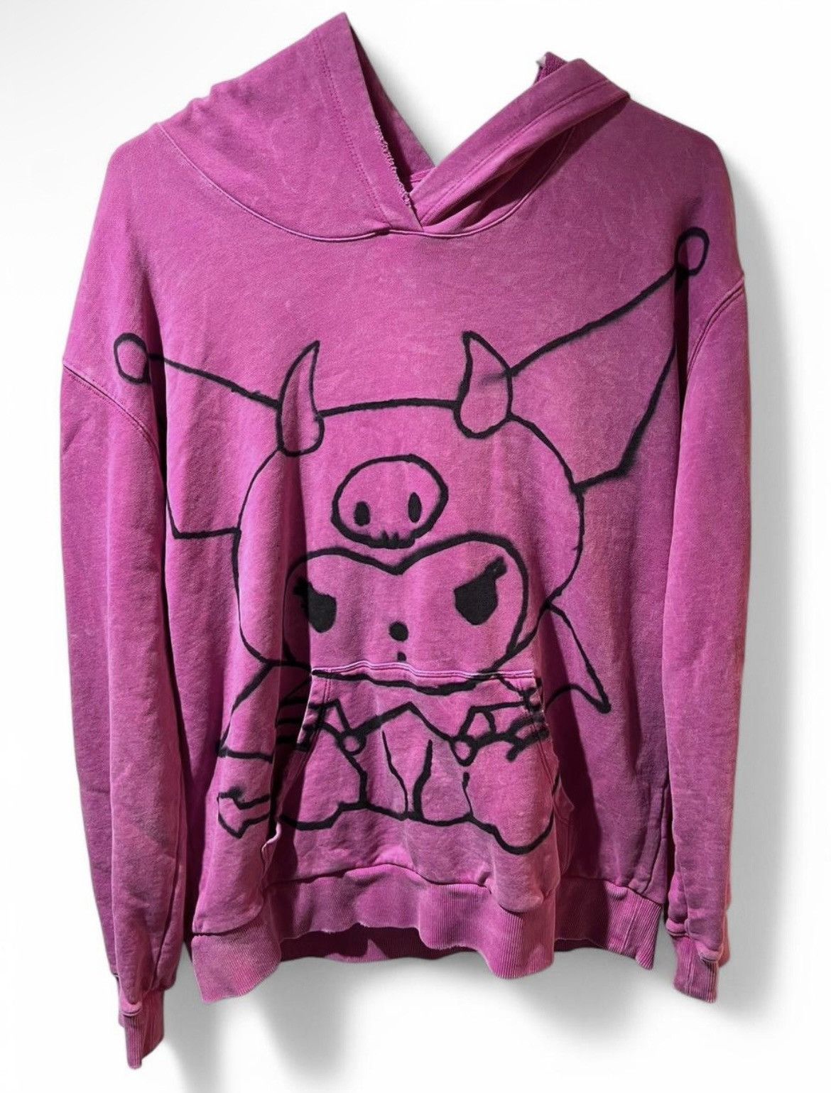 1of1 Kuromi Airbrush Distressed Hoodie