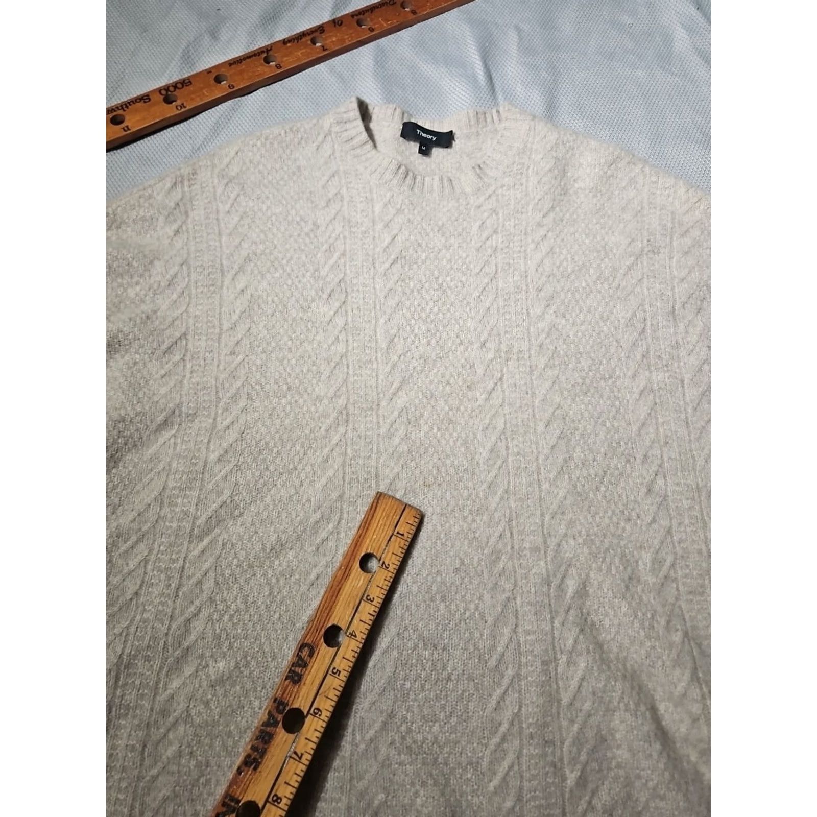 Theory Theory Sweater Womens Medium Beige Luxury Soft Cashmere Fisherman Knit Slit Hem Doube? (slight clarity) Size M / US 6-8 / IT 42-44 - 7 Thumbnail