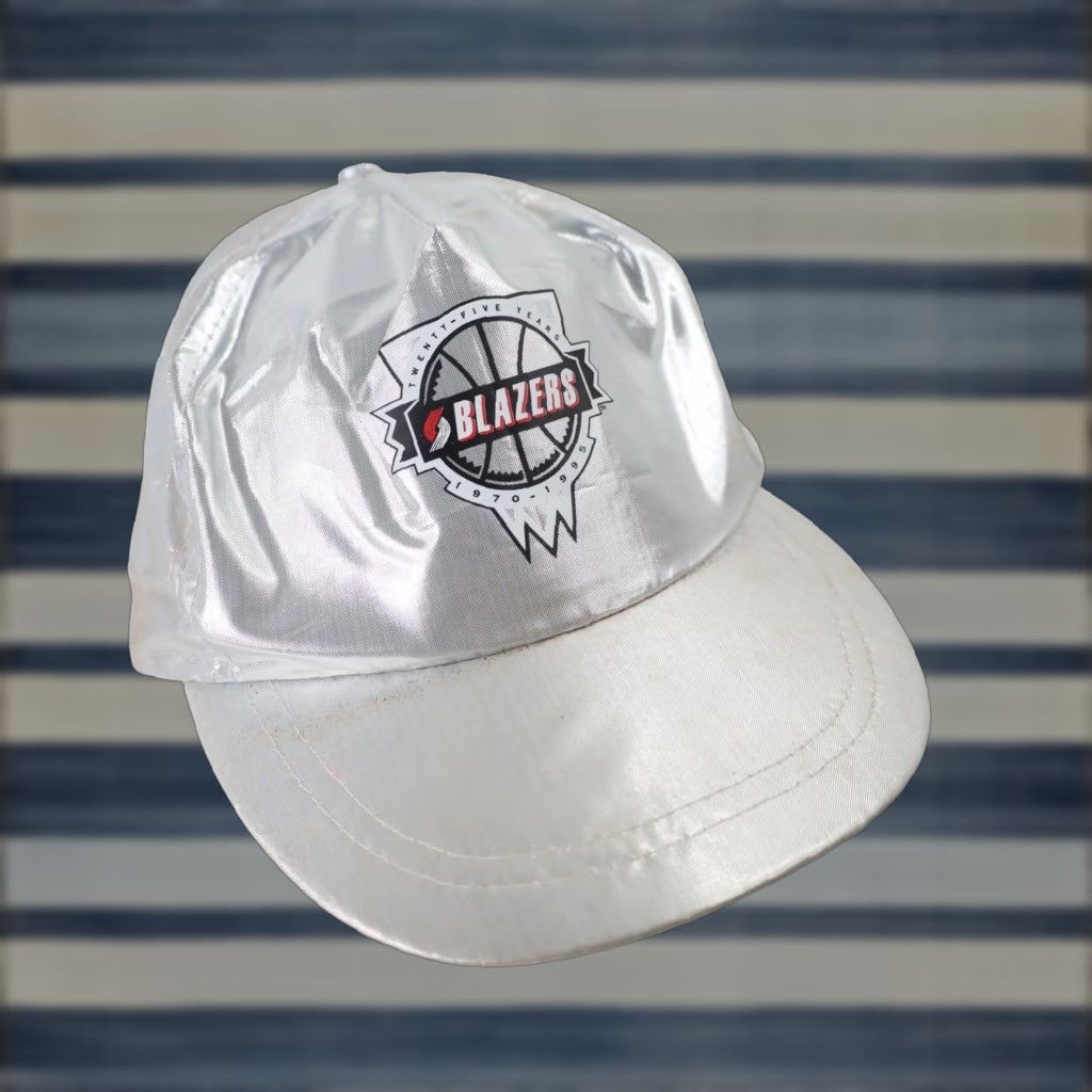 NBA VINTAGE 90s Portland Blazers 25th Anniversary Metallic Snapback Hat Silver OS Unisex Adults NBA Hat Size 44L - 1 Thumbnail