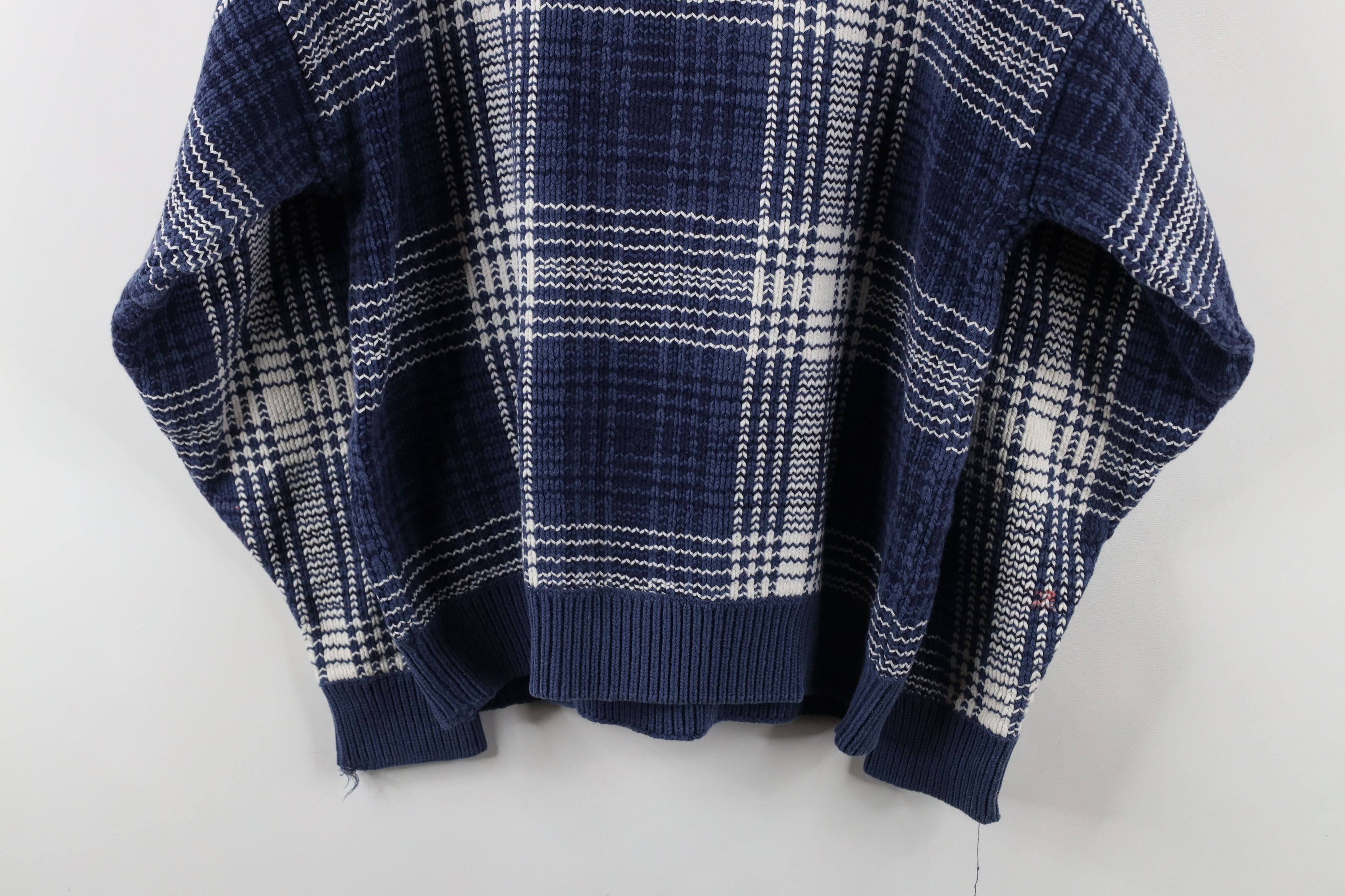 Vintage Vintage 90s Streetwear Chunky Knit Crewneck Sweater Plaid Size US L / EU 52-54 / 3 - 13 Thumbnail