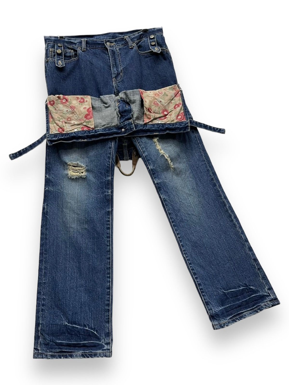 Le Grande Bleu (L.G.B.) × PPFM × Seditionaries FYE RARE🔥PPFM Punk Real Double Waist Ripped Unique Design💥 Size US 31 - 12 Thumbnail