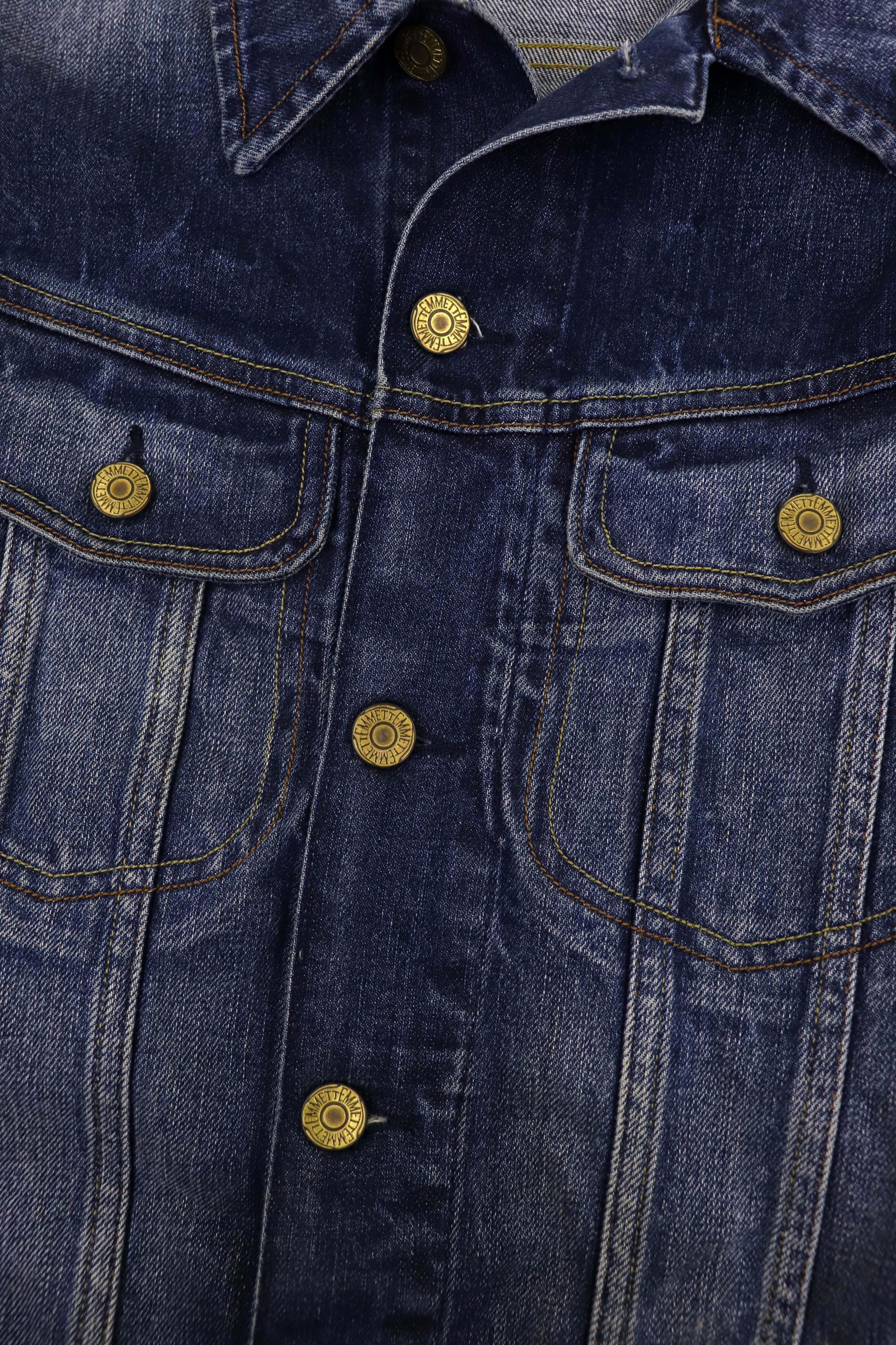 Emmett Emmett Bob Denim Used Indigo Blue Jeans Trucker Rider Jacket Size US M / EU 48-50 / 2 - 6 Thumbnail