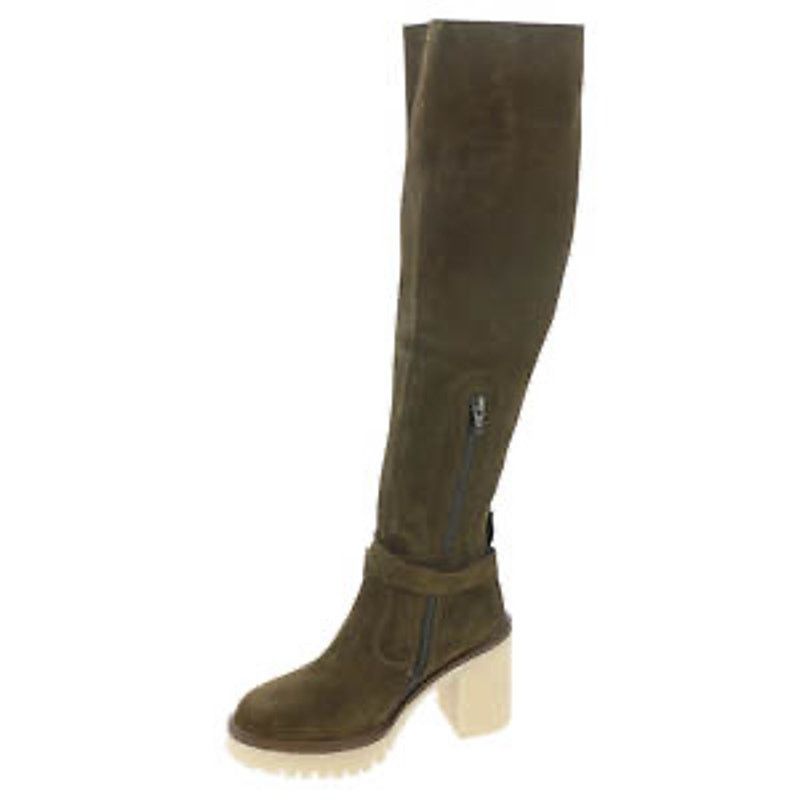Free People Over The Knee High Rinsed Olive Green Buckle Detail Boot 6.5 Size US 6.5 / IT 36.5 - 4 Thumbnail