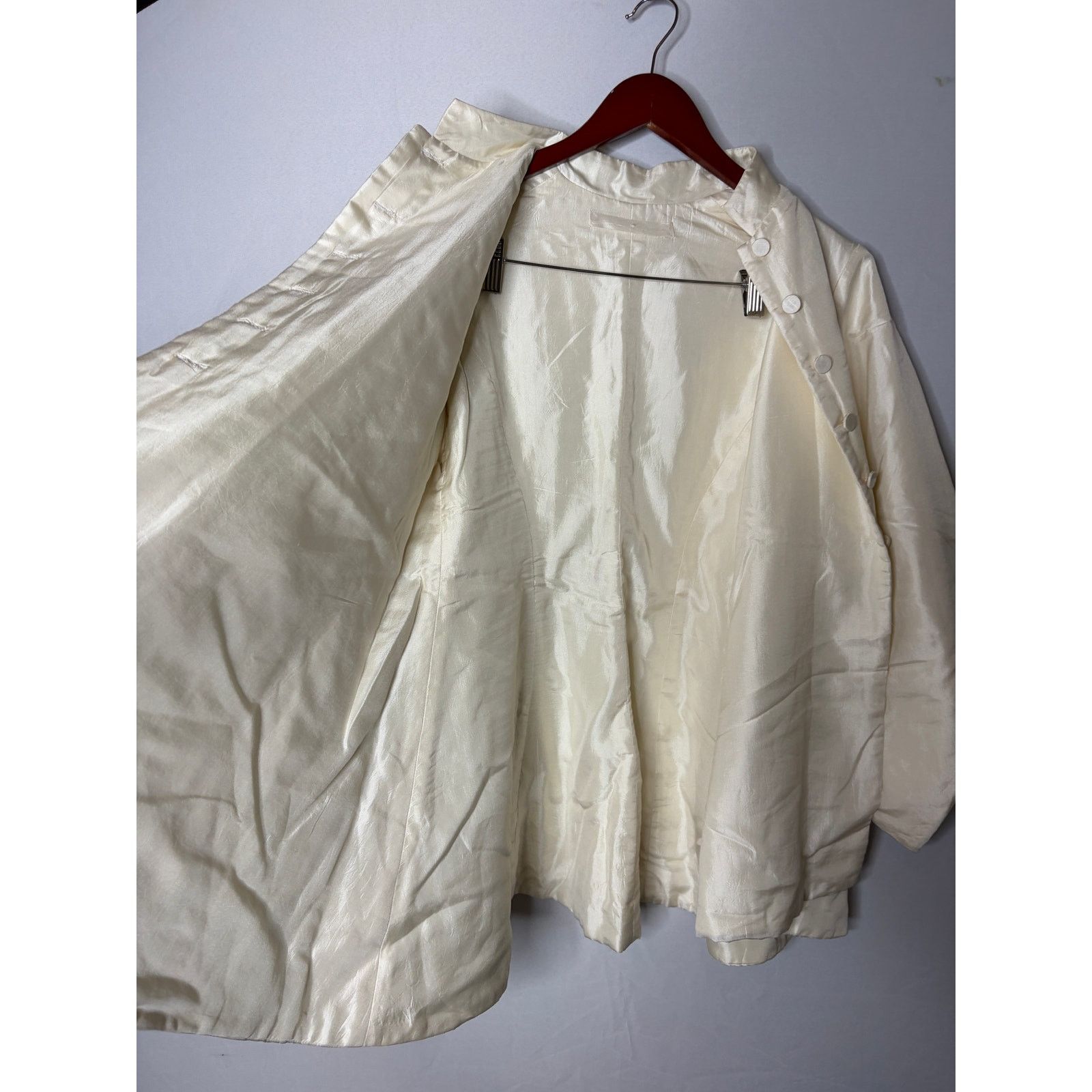 Egg Trading Ivory Cream Silk Garden Jacket Sz M